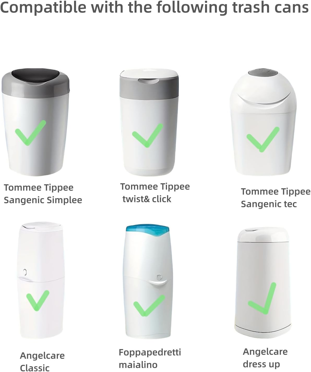 Nappy Bin Refill Bags Newborn Baby Diaper Bin Liner Pails Easy to Use Fast Bag Change Compatible with Genie/Minchkin/Angelcare/Tommee Tippee Twist(4.5M*8Pack/Blue) image number 5