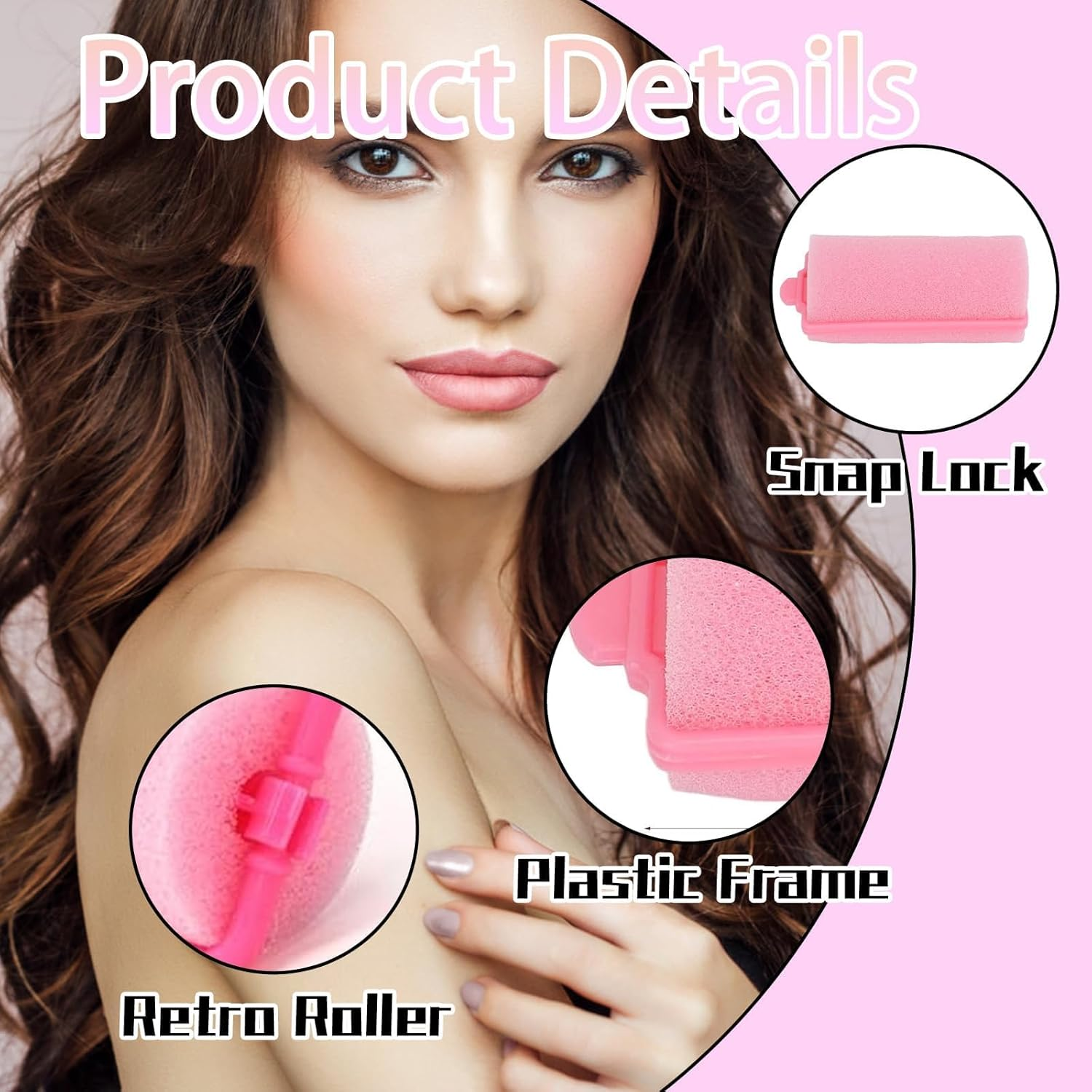 24Pcs Foam Hair Rollers, Sponge Hair Rollers Flexible Sleeping Curlers Soft Hairdressing Curlers, Curvy Wavy Hairstyle Curling Styling Tools Use for Long Short Ladies and Children