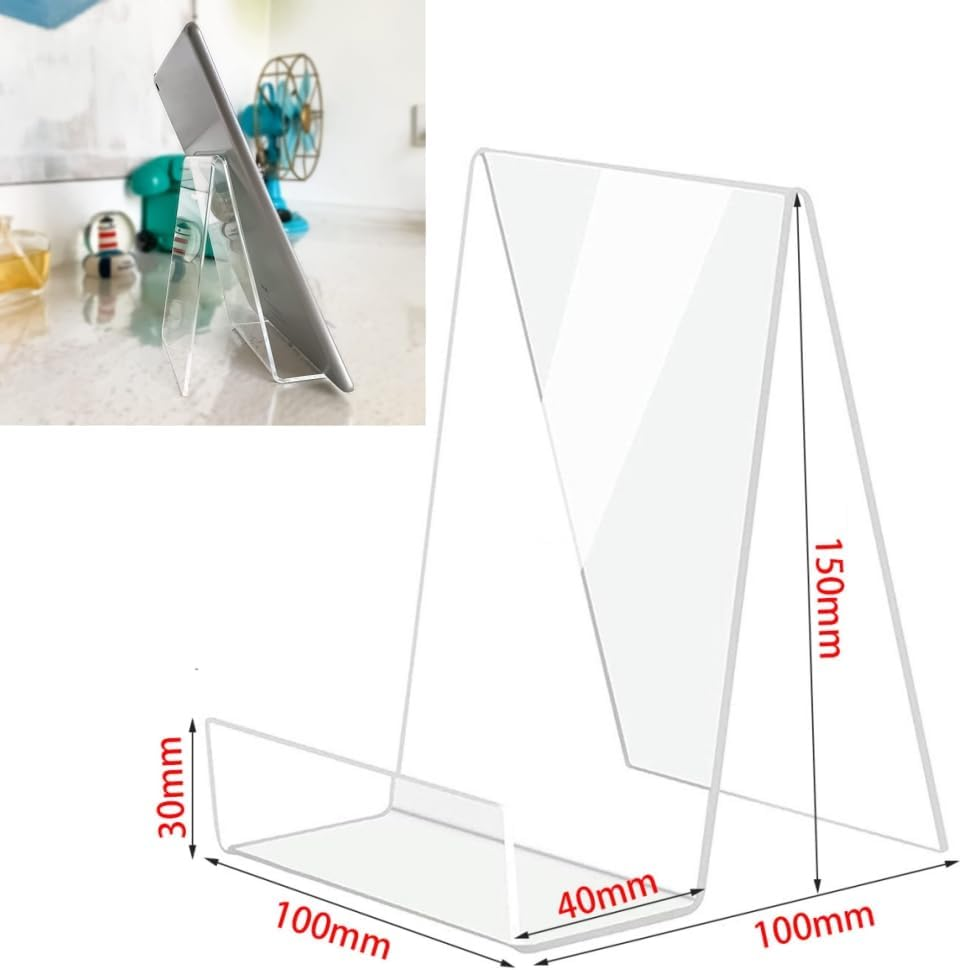 5Pcs Acrylic Sign Holder,Acrylic Book Stands,Clear Book Holder with Vertical Slanted Back, Clear Tablet Holder for Displaying Pictures, Books, Music Sheets image number 4