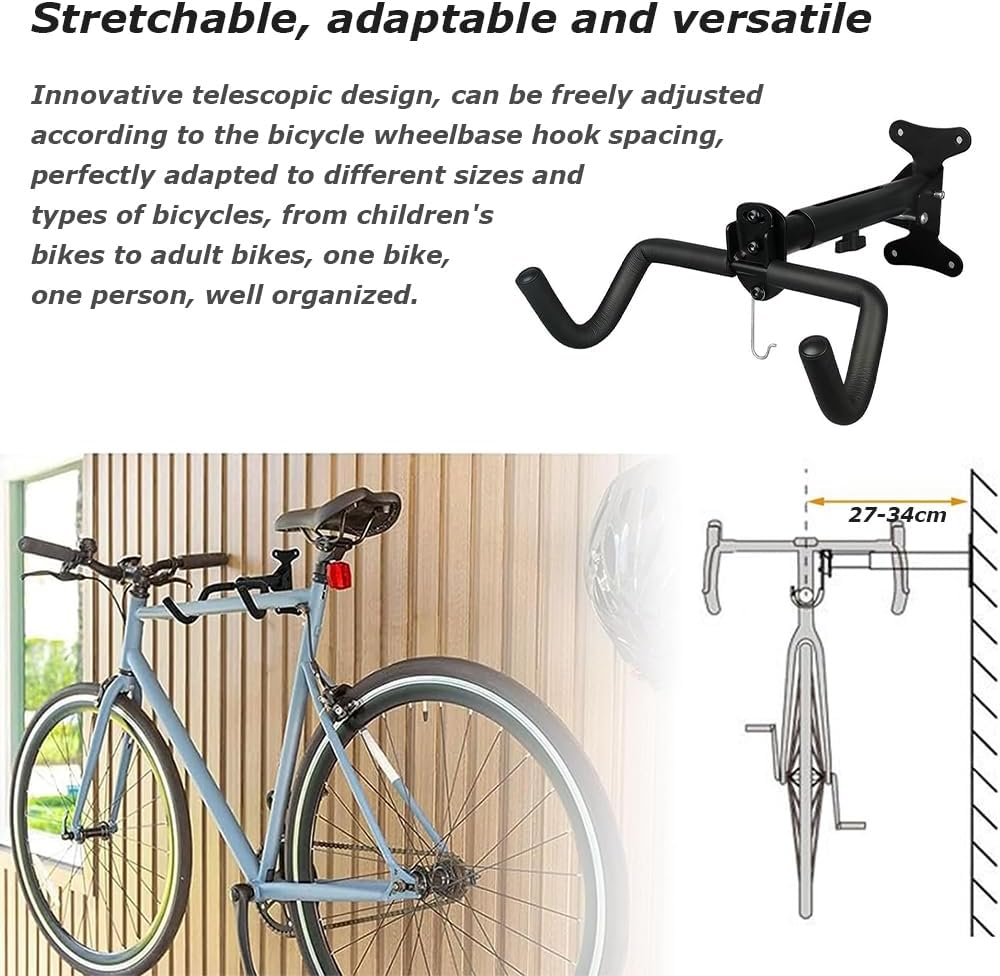Bike Wall Mount,Bicycle Indoor Storage Rack,Retractable Frame,Frame with Straps and Simple Wrench,Cycling Holder Hook,For Hanging Mountain Road Bike image number 5