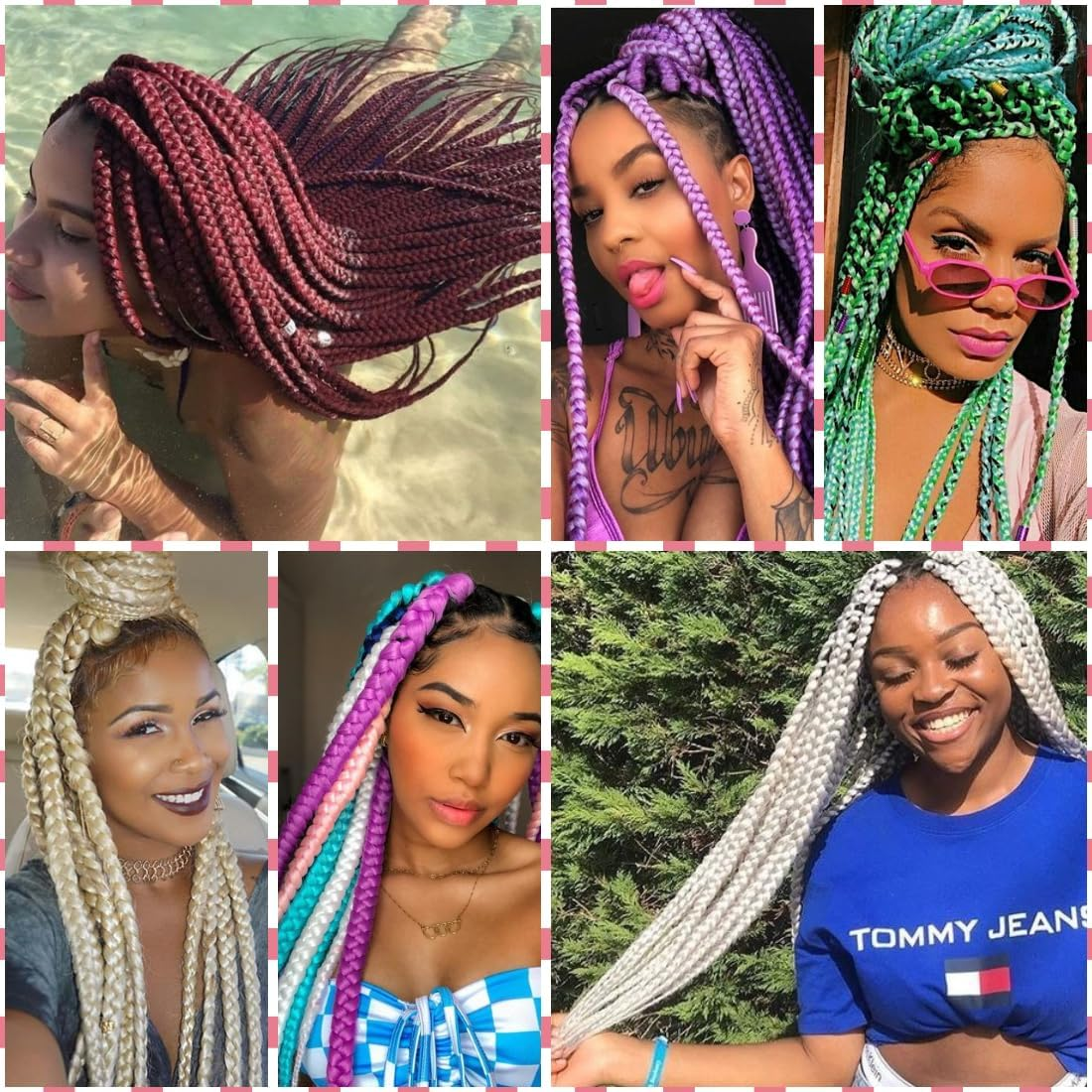 Kanekalon Jumbo Braids Hair Extensions Synthetic Fiber for DIY Box Braiding Hair 3 Packs 61 CM 24 Inch A35 Purple Color image number 1