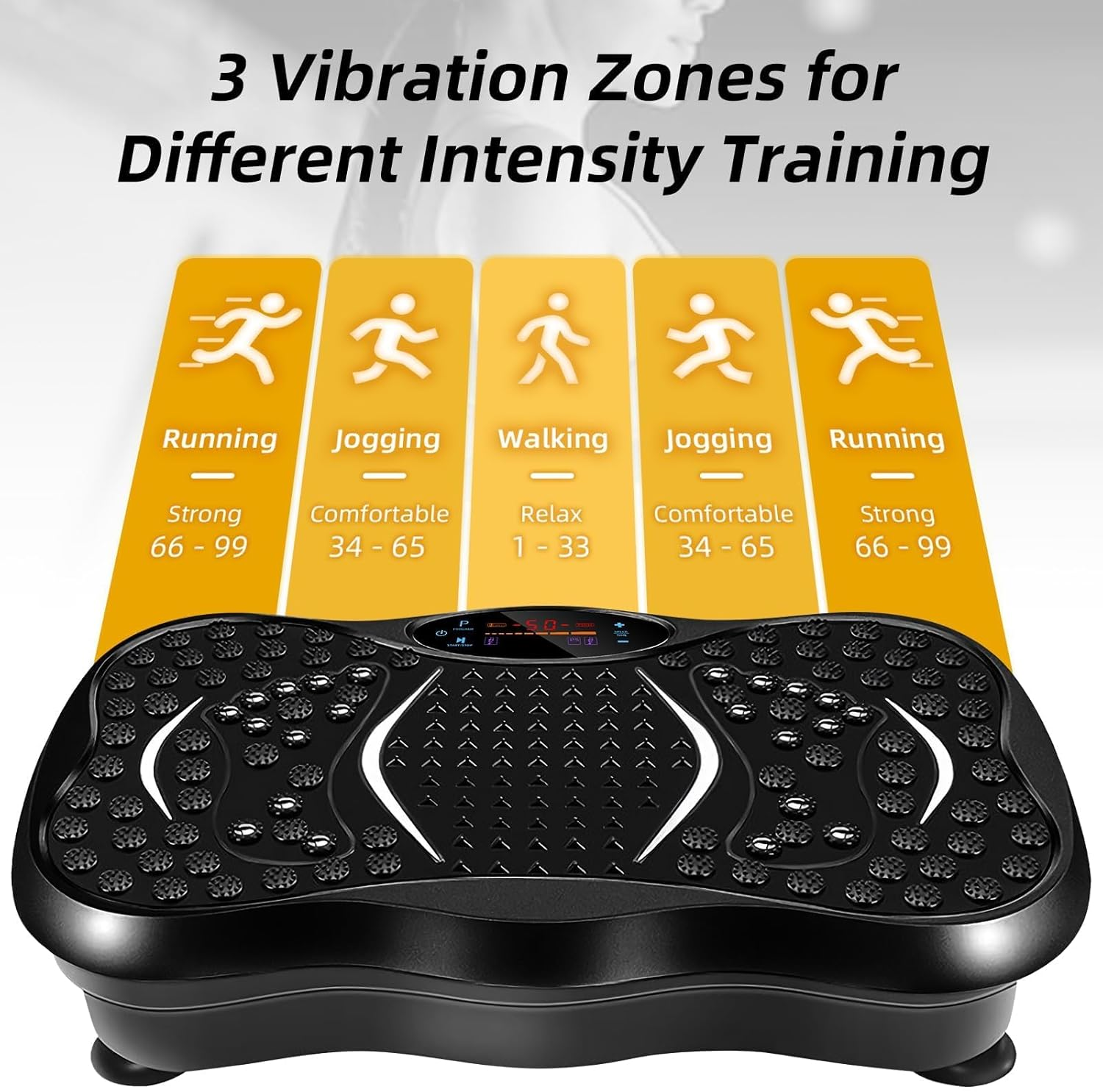Vibration Plates, Vibration Fitness Exercise Machine for Home Use, with Bluetooth Speaker, 5 Program Modes, 2 Resistance Bands, Vibration Fitness Trainer, 330Lb Max Load image number 1