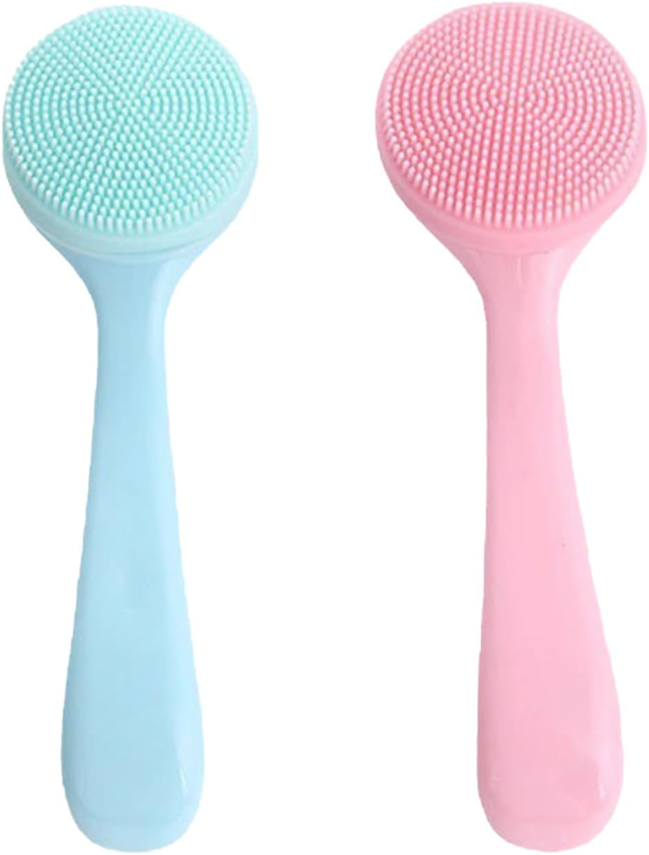 Silicone Face Brush,2Pack Manual Face Wash Brush Soft Waterproof Exfoliating Scrubber for Blackheads Makeup Residue Removal Skin Friendly