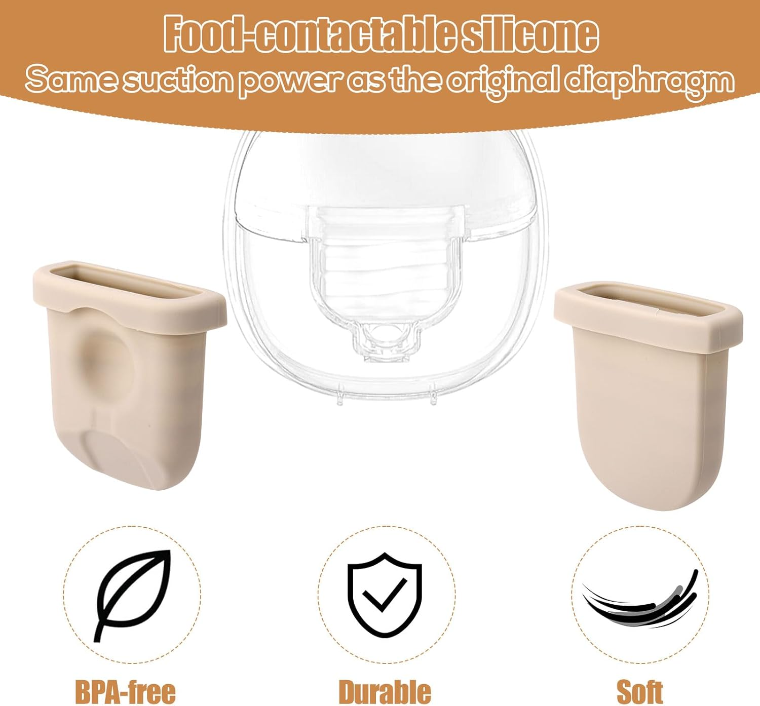 4Pcs Replacement Diaphragm for Eufy Wearable Breast Pump E10/S1/S1 Pro, Soft Silicone Breast Bump Parts Accessories image number 6