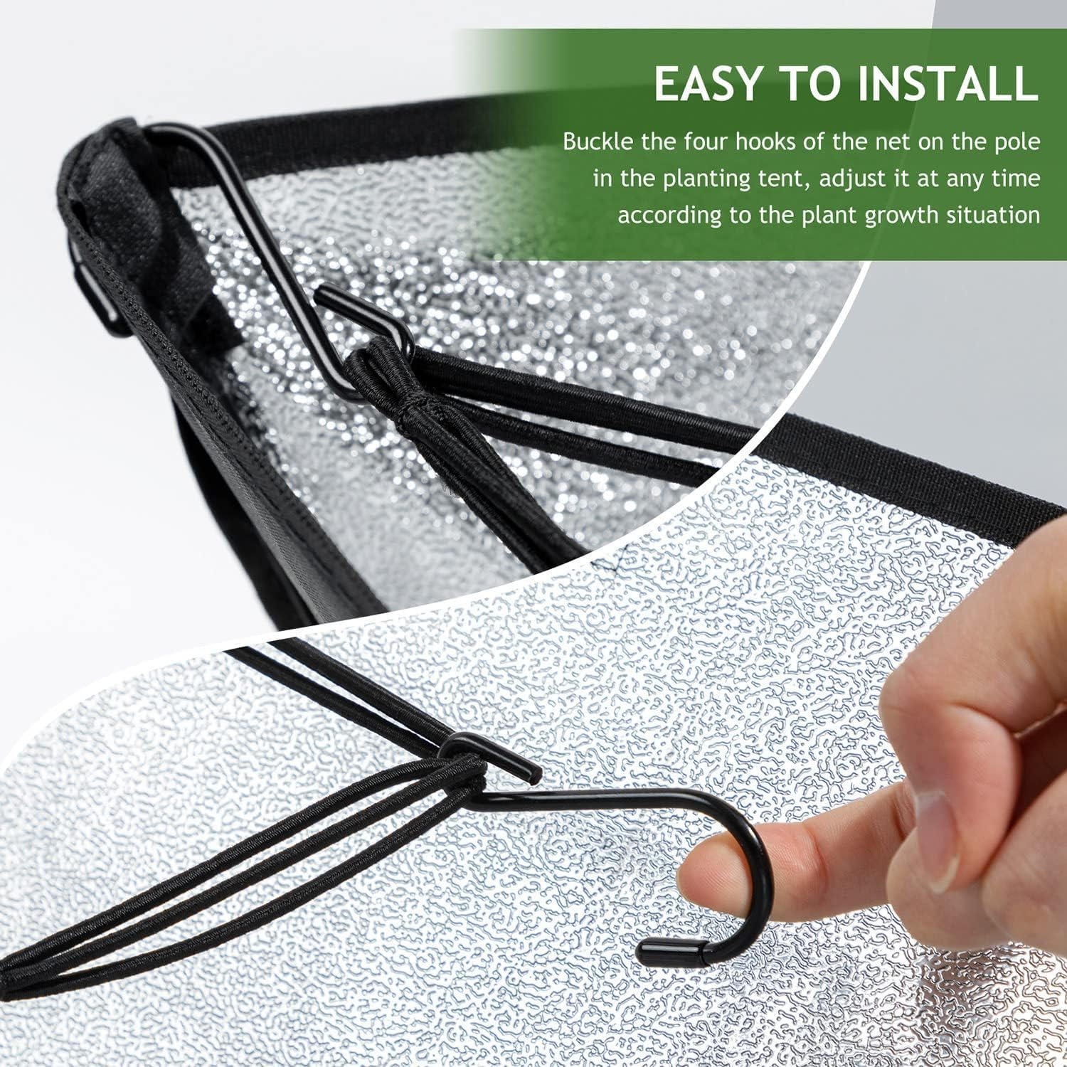 3 Pack Grow Tent Trellis Netting 2X4', Heavy Duty Elastic Plant Net with Steel Hooks, Flexible Hydroponics Scrog Support for Grow Tents, Gardening, and Horticulture image number 3