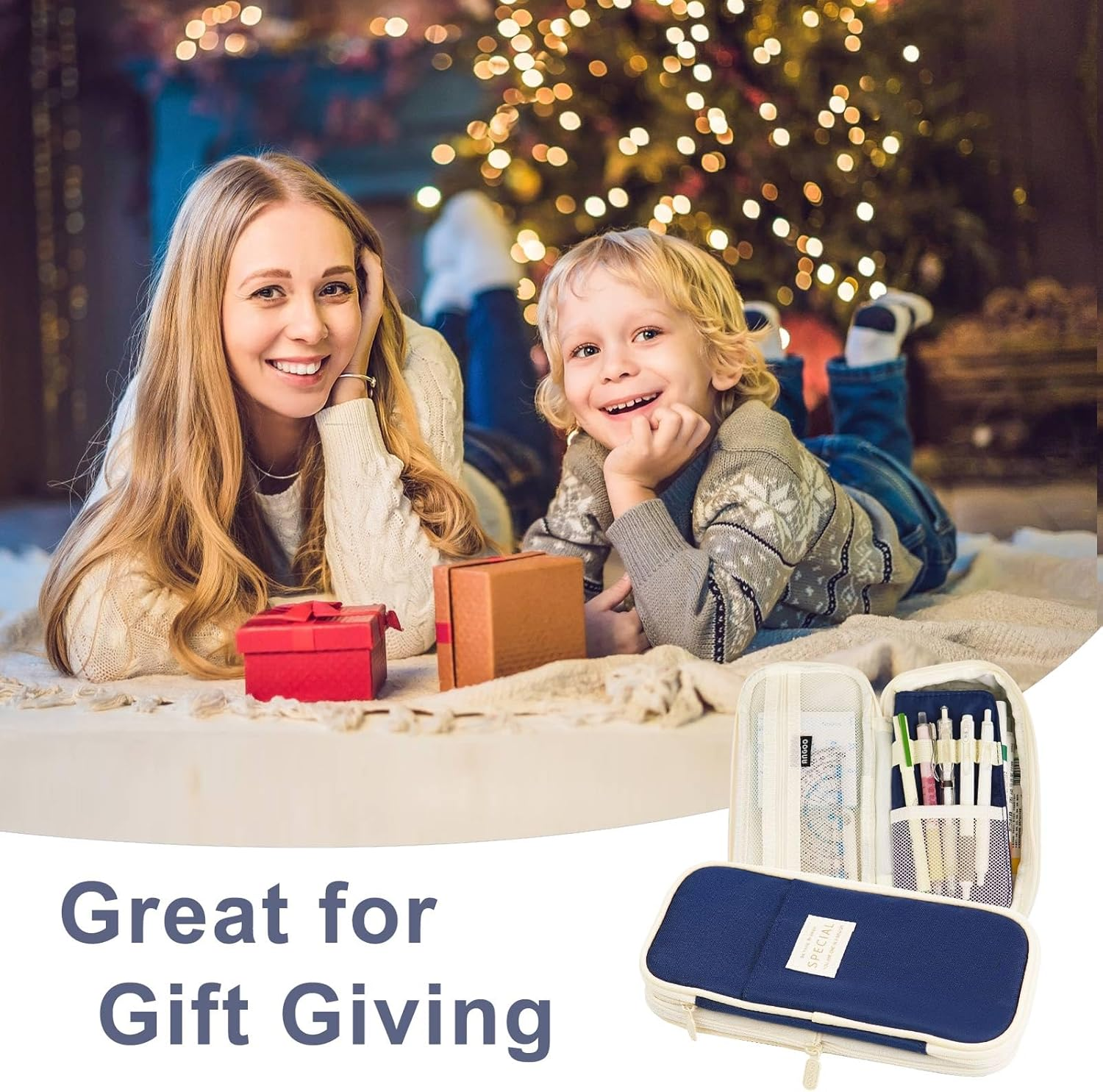 Cute Pencil Case Large Capacity - Expandable Pencil Pouch for Women and Girls, Durable Pencil Bag Pen Case Organizer, Kawaii Pencil Case Pouch for School Supplies & Gift (Blue) image number 6