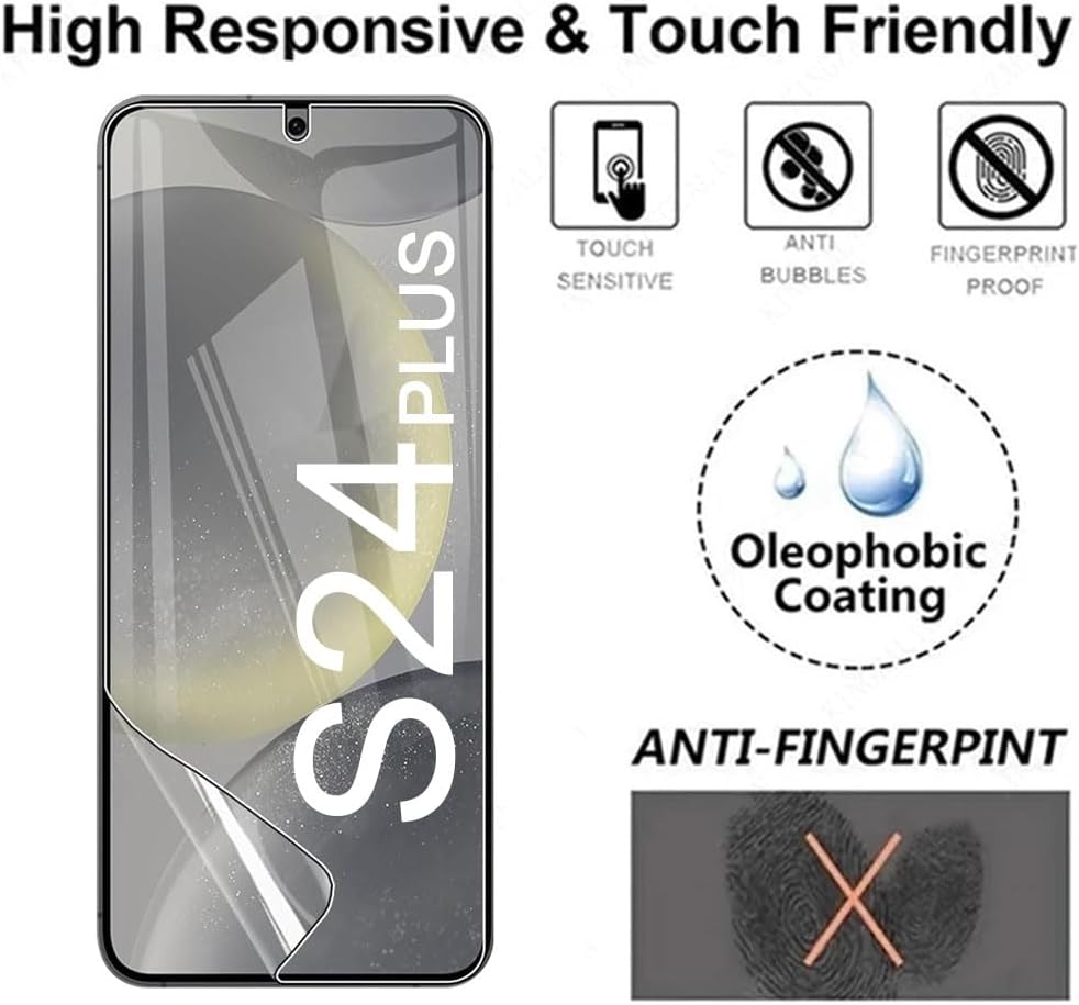 【2Pcs】Hydrogel Screen Protector for Samsung Galaxy S24 plus S24+ HD Clear Full Coverage Film Bubble Free Fingerprint image number 5