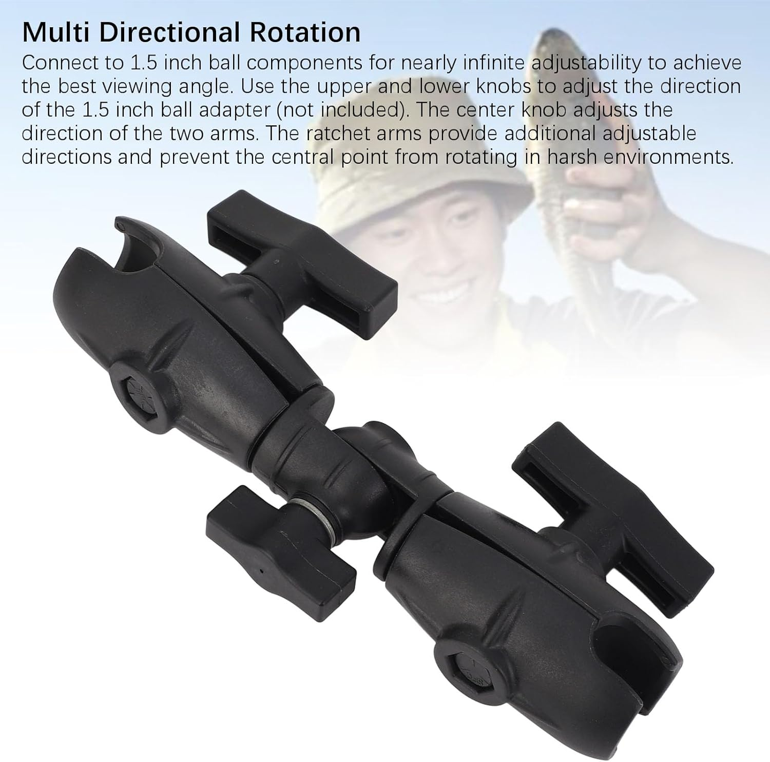 8.1 Double Socket Swivel Ratchet Arm for RAM Mounts C Size 1.5In Ball Components, 10.5Lbs Static Load, 3Lbs Moving Load, 360 Degree Rotation image number 4