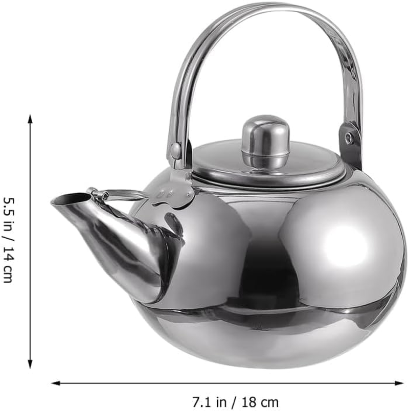 Stainless Steel Pot Pitcher Boiled Teapot Whistling Kettle Home Espresso Boiling Water Kettle Mesh Strainer Coffee Mug Thicken Teakettle Travel Desktop Filter Jug (Gold, 2 Litres) image number 3