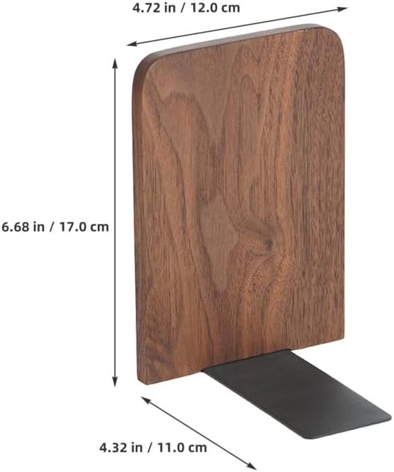 Cabilock Decorative Bookends 2Pcs Set - Wood and Iron Book Holder for Bookshelf Stylish Desktop Organizer 17 X 12 X 11Cm for Home and Office image number 2