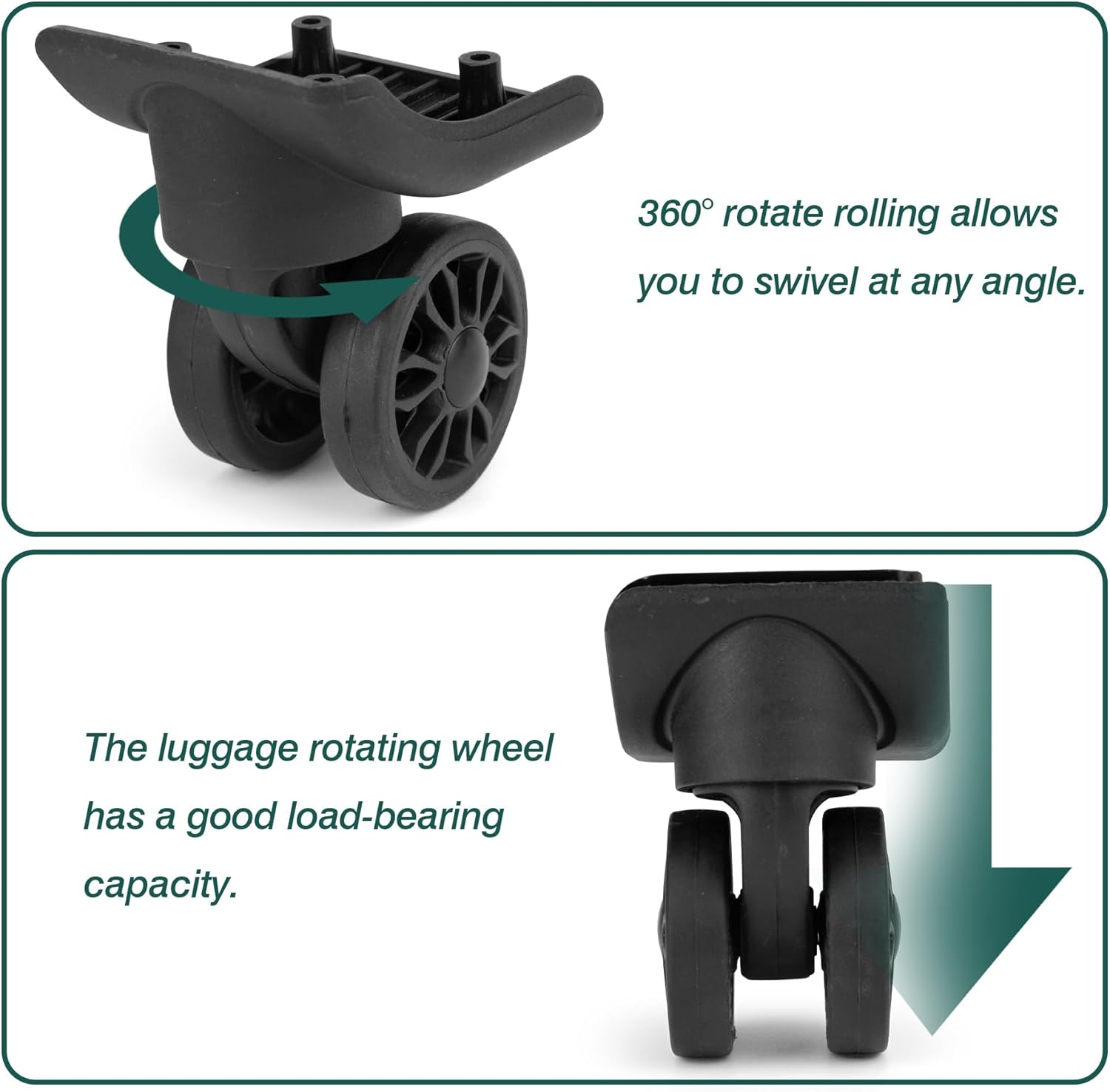 1 Pair Luggage Wheels Replacement Black Double-Row Suitcase Parts Caster Trunk Wheel Luggage Suitcase Trolley