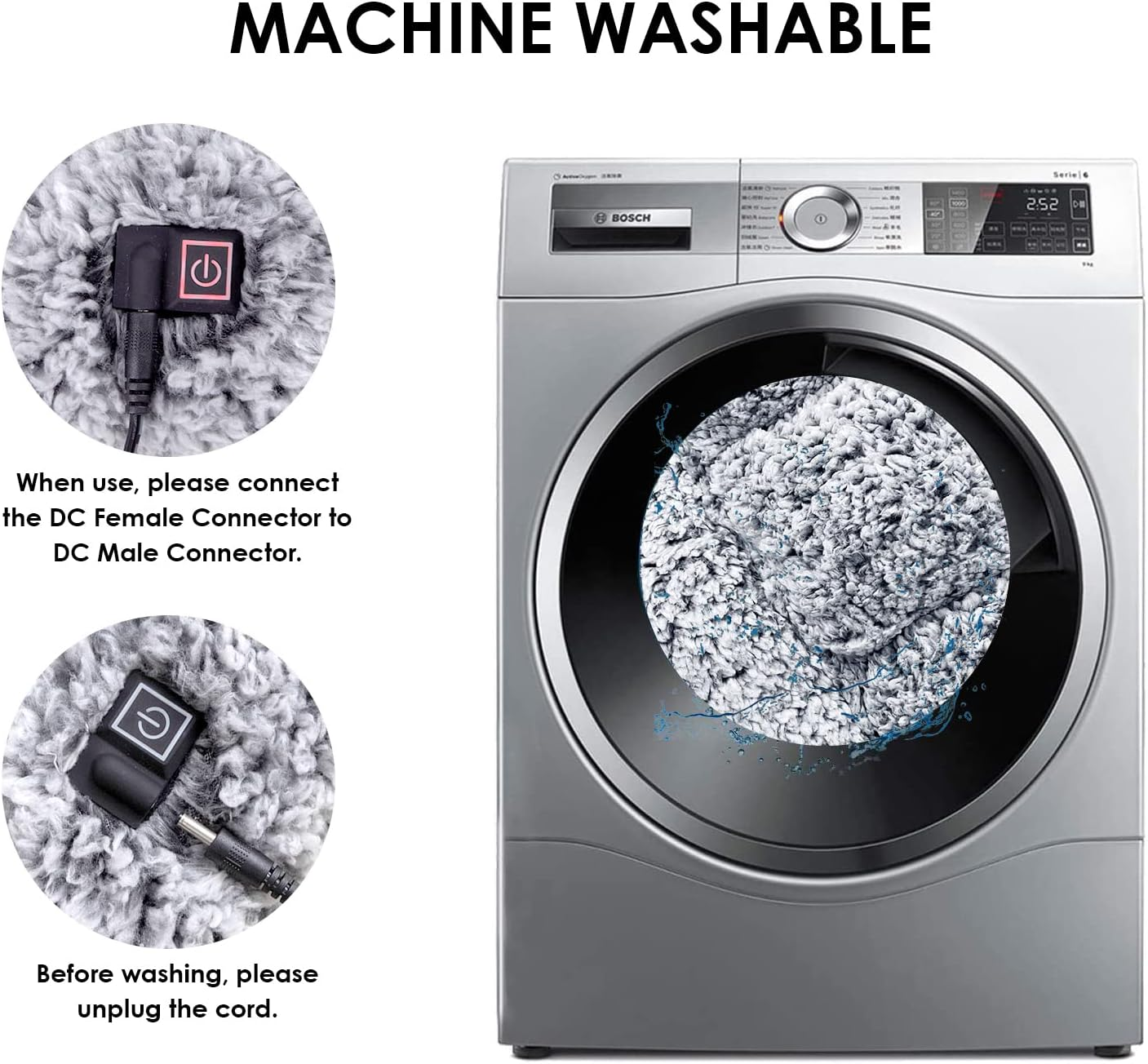 STONECREST Electric Foot Heating Pad Low Voltage - Sherpa Foot Warmer, Max 4 Hour Auto Shut-Off, Fast Heating (Grey/White -Heated Foot Warmer) image number 4