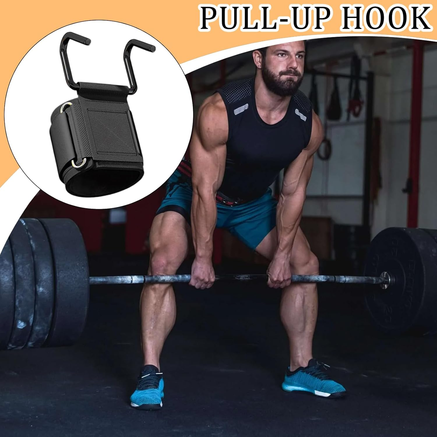 Weightlifting Hook - Portable Hand Support Grip - Hard Pull Training Helper, Palm Train Equipment, Breathable for All Ages image number 2