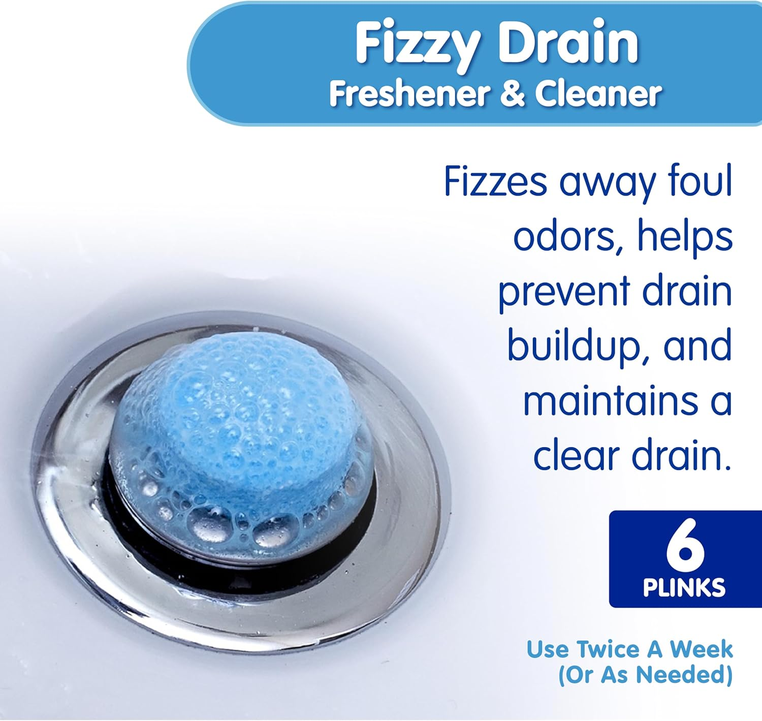 Plink Fizzy Drain Freshner, Prevents Buildup and Maintains a Clear Drain, Removes Drain Odor, Lemon Scent, 6 Tablets image number 5