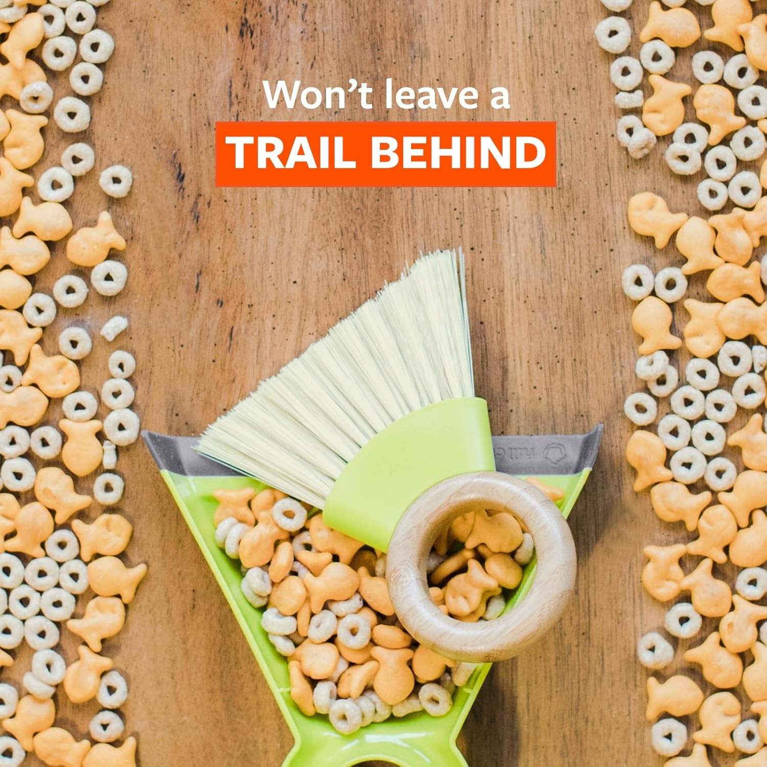 Full Circle Tiny Team Mini Dustpan and Brush Set - Compact Portable Handheld Broom for Quick Cleanups | Ideal for Kids' Mealtime Messes | Small Crumb Sweeper | Non-Toxic Coating | White/Grey image number 5