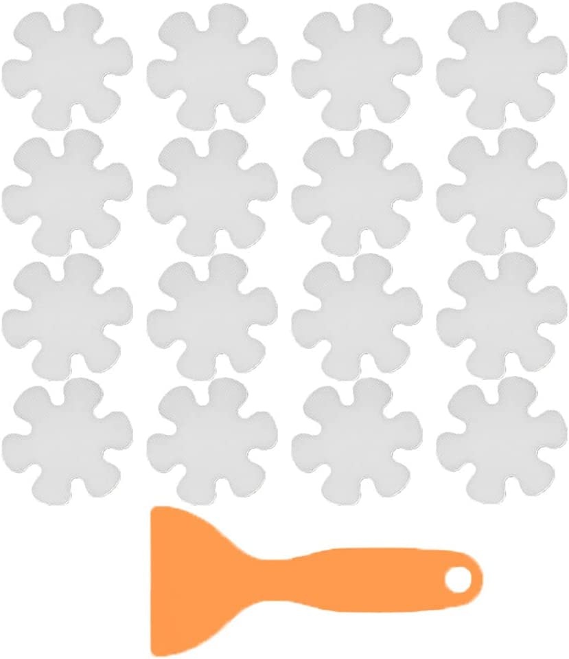 16 Piece Footprint Shape anti Slip Shower Stickers,Bath Tub Non-Slip Sticker,Safety Shower Treads Adhesive Appliques with Premium Scraper(Transparent Color) image number 5