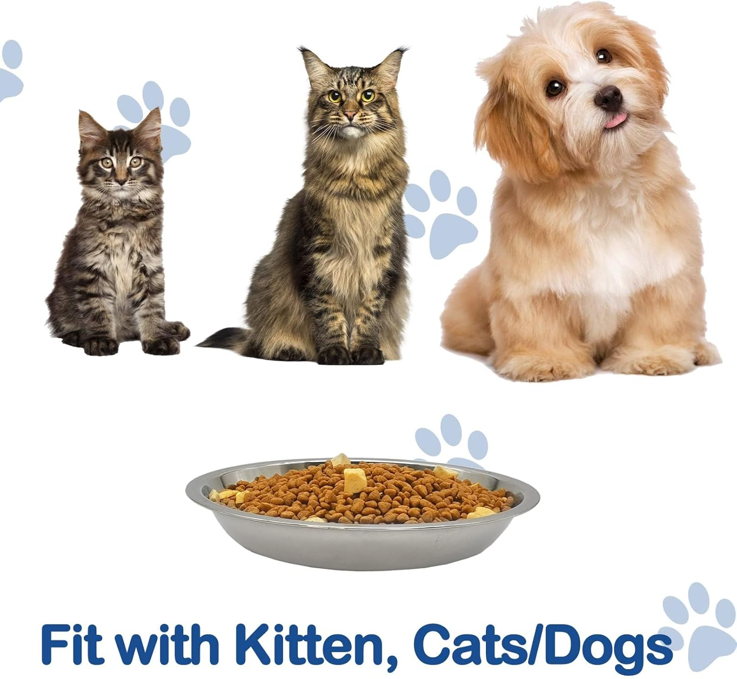 Kathson 8 Pcs Stainless Steel Cat Food Bowls, Replacement Whisker Relief Cat Metal Dishes, Shallow Wide Cat&Dog Food and Water Bowl Suitable for Pet Feeding Stand, Dishwasher Safe (7.00 Inch Dia.) image number 6