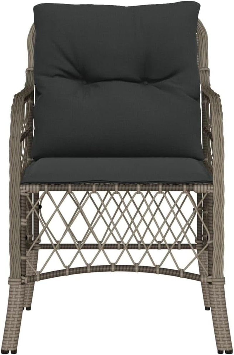 Vidaxl Grey Poly Rattan Garden Chairs with Dark Grey Cushions - Set of 2 Outdoor Armchairs for Patio, Deck, Garden Seating - Tissage En Filaments, Grey image number 6