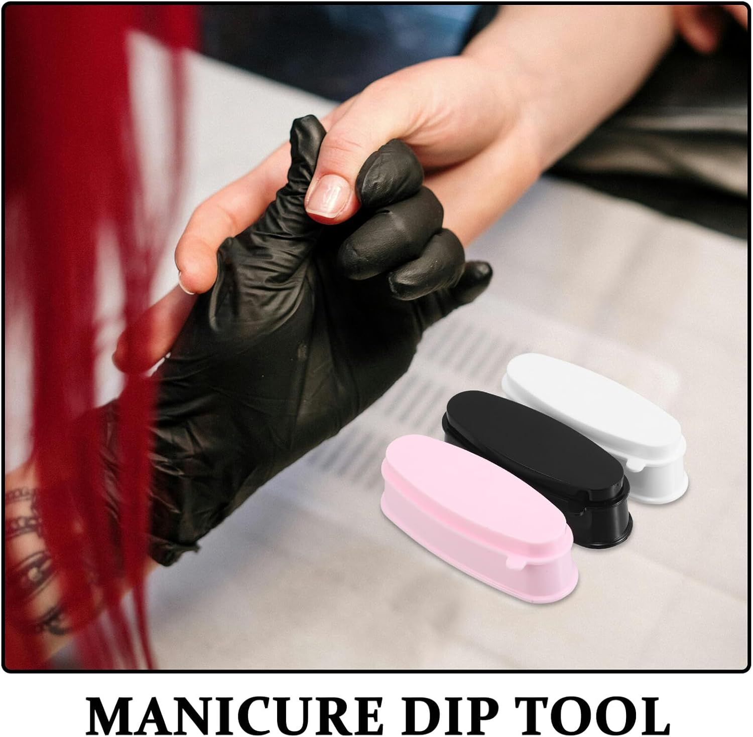 FOYTOKI 3Pcs Nail Powder Organizer Tray Portable Dip Powder Recycling Containers with Design for Manicure Professionals and Mobile Nail Techs Includes White Pink Black and Travel Use image number 1