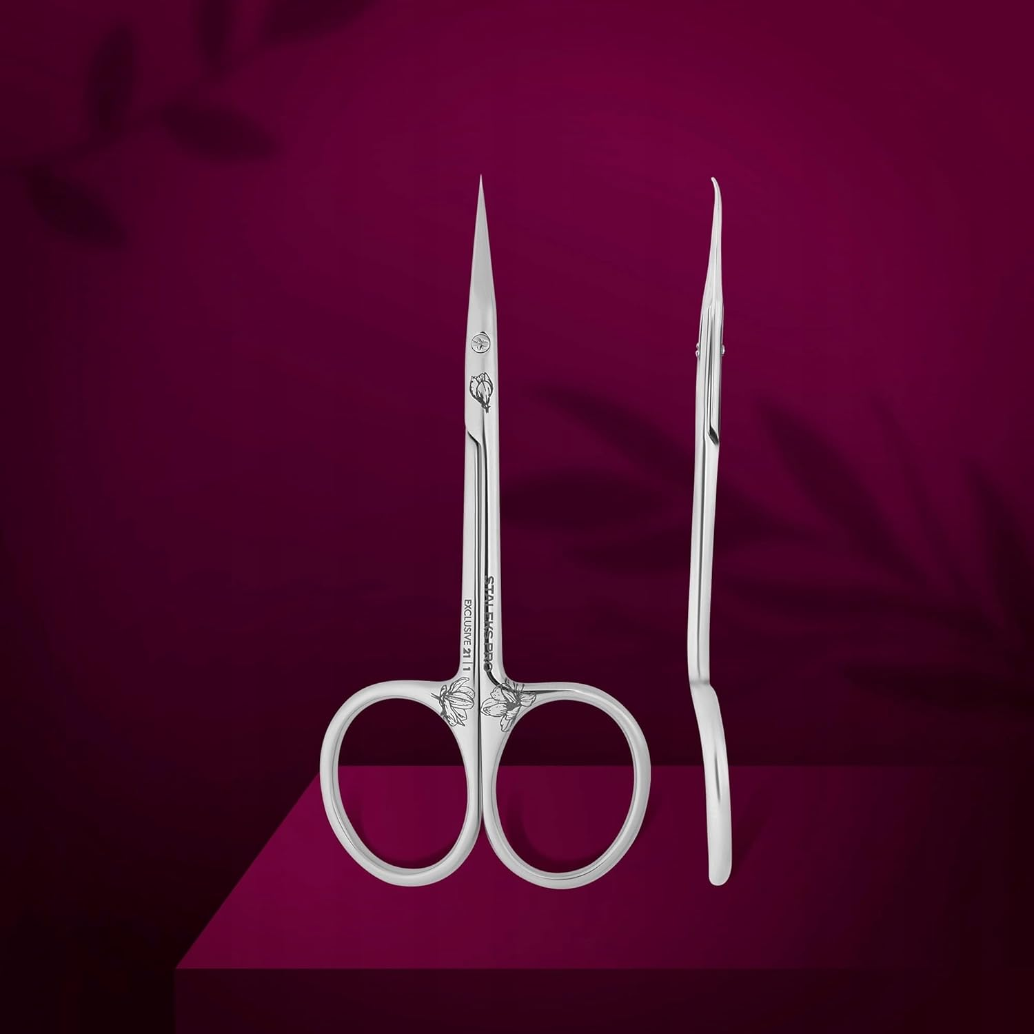 STALEKS Pro Professional Cuticle Scissors with Hooks Stainless Steel Magnolia Embossing Exclusive 21/1 image number 2