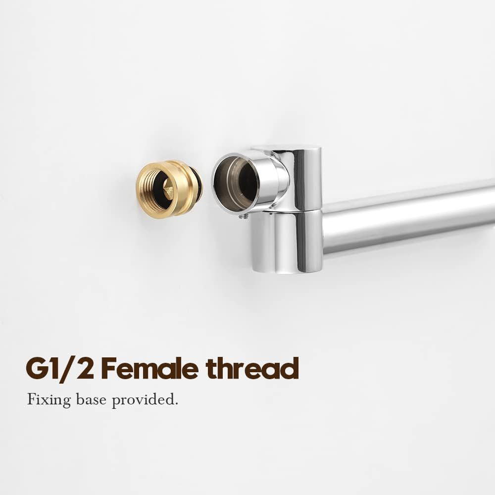 Decaura Bathroom Wall Sink Tap Set Basin Bath Swivel Spout Vanity Spa Bathtub Water Outlet with 1/4 Turn Twin Tap Faucet Brass (Chrome) - Chrome image number 4