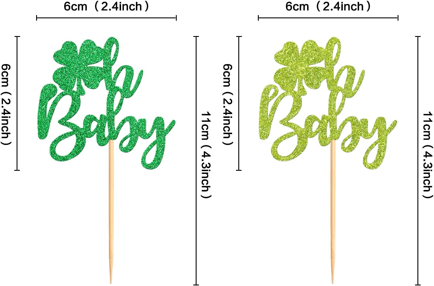 24 Pack Oh Baby St. Patrick'S Day Cupcake Toppers Lucky Four Leaf Shamrock Hat Cupcake Picks for Irish Festival Baby Shower Birthday Party Supplies Decoration - Clover 2 image number 6