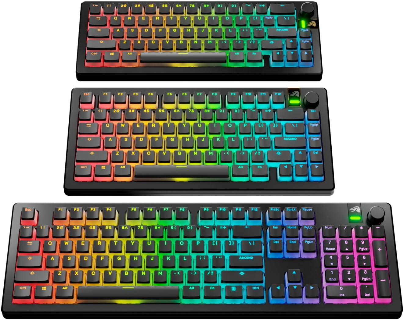 Glorious Gaming - GPBT Aura RGB Keycaps: Pudding Style Keycaps, Double Shot PBT, Translucent Design, Fits 100%, 75% 65% 60% Custom Mechanical Keyboards, Fits ANSI, ISO, Windows & Macos, English (US) image number 3