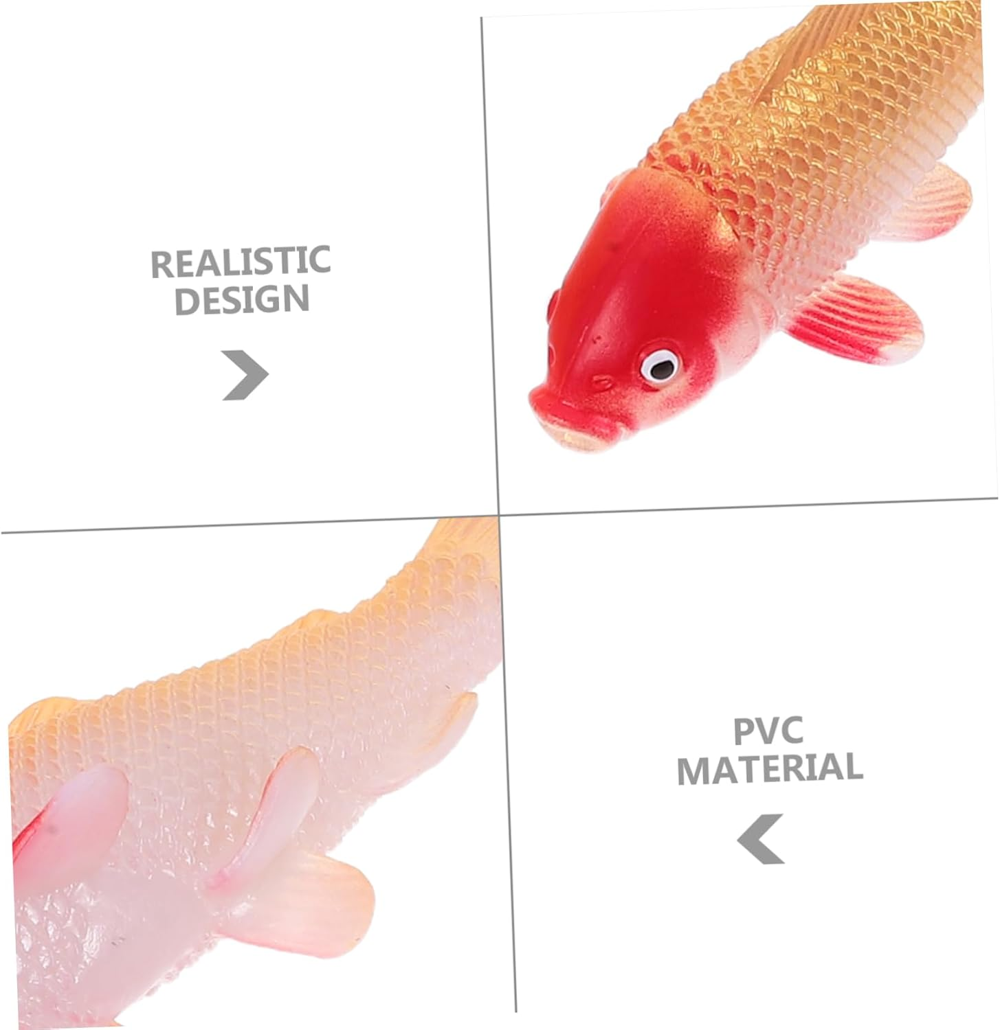 VICASKY 4Pcs Simulated Ornamental Fish Fake Pet Fish Floating Koi Statue for Aquarium Decoration Small Tank