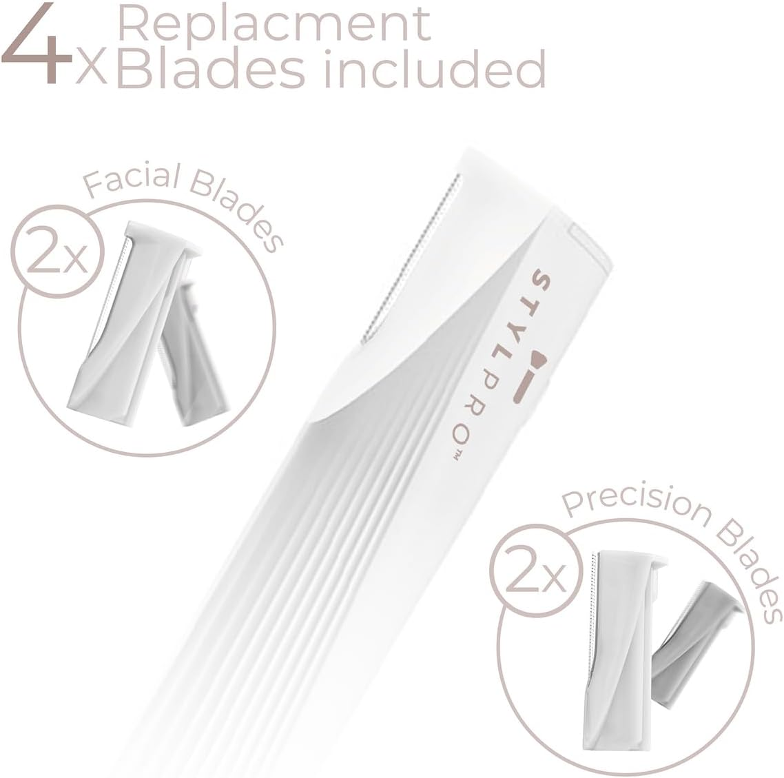 STYLPRO 2 in 1 Sonic Dermaplane & Trimmer: Lighted Edge Rechargeable Cordless Travel Friendly Eyebrow Peach Fluff Bikini Line Pain Free Exfoliation with 3 Vibration Levels