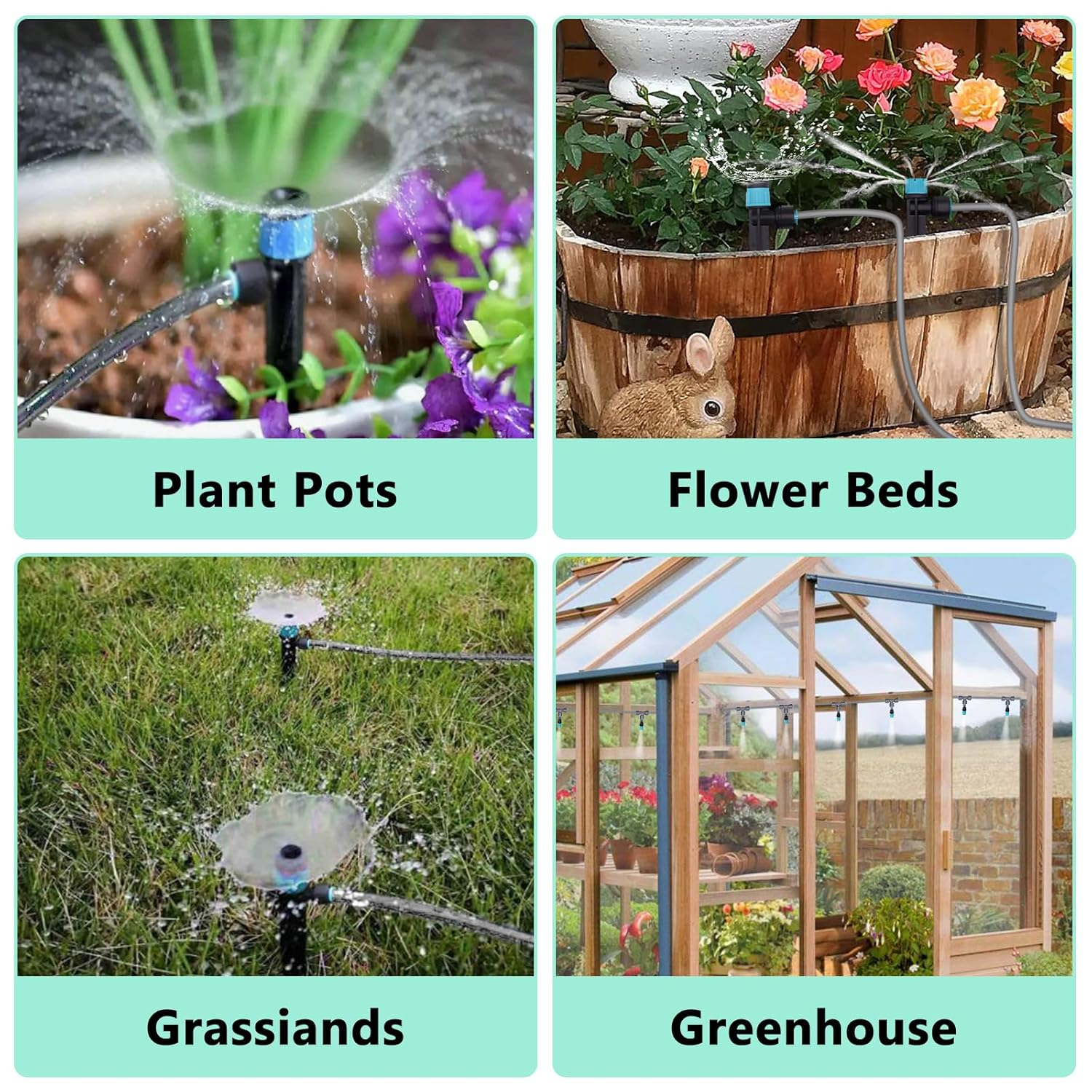 230FT Drip Irrigation System Kit with Quick-Connect System, Repeatable Assembly PE Hose, Y-Type Distribution Tubing, Three Adjustable Nozzle Types, Upgrades Watering System image number 3