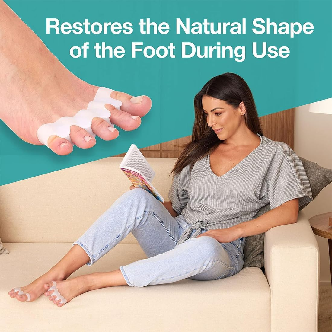 Toe Separators Hallux Valgus Silicone 4 Pieces Toe Separators Toe Separators for Hallux Valgus Pain Relief Suitable for Men and Women image number 4