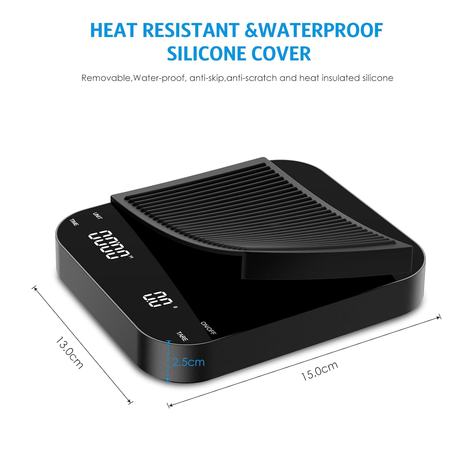 AMIR Digital Coffee Scales with Timer, 3 Kg/0.1 G Rechargeable Espresso Coffee Scale, LED Display Espresso Scale with Tare Function, Temperature Resistant, Auto Shut Off, Units Conversiona image number 3