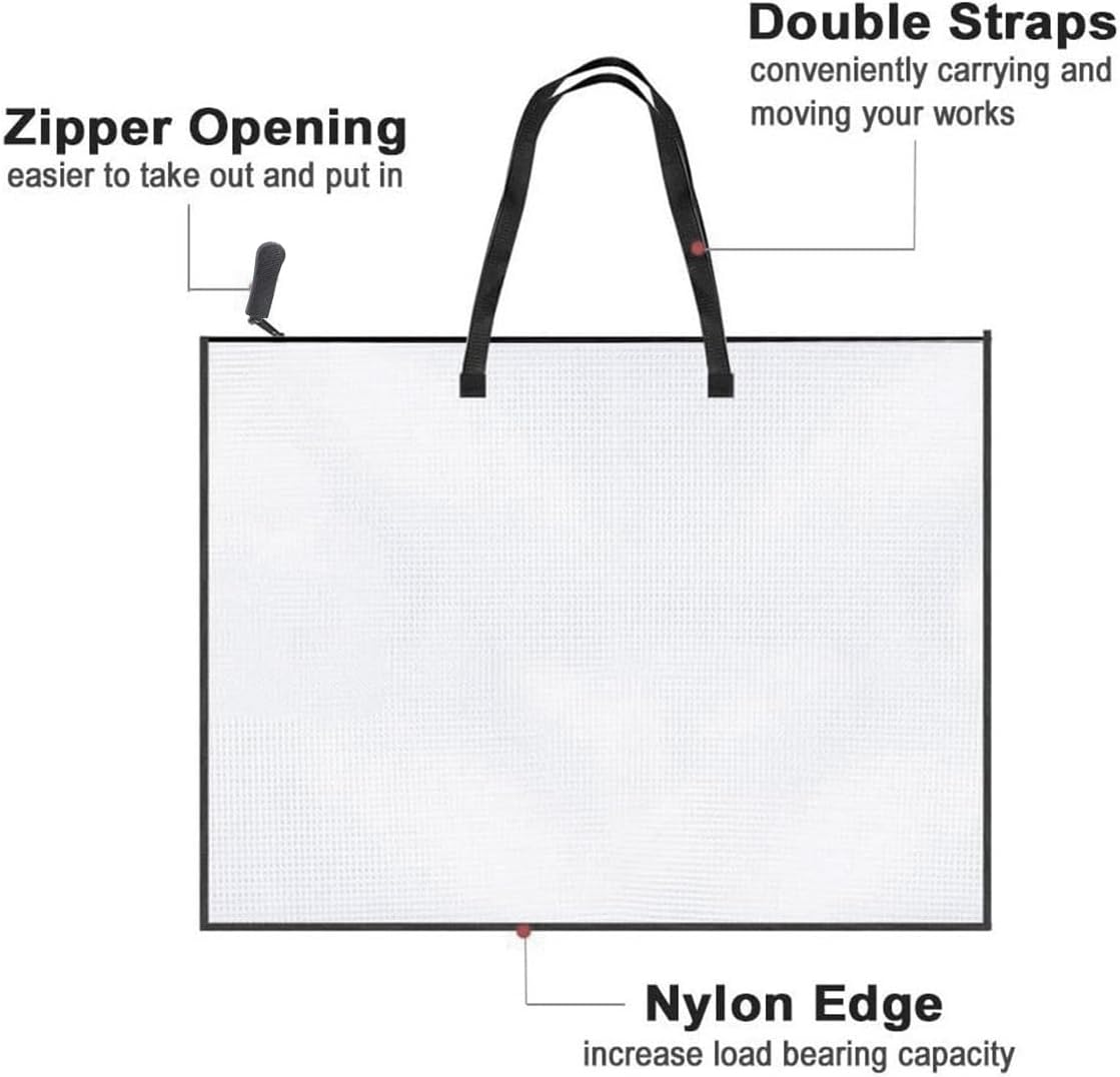 Zicojia 2 Pack 19X25 Inches Art Portfolio Case, Portfolio Folder for Artwork, Posters Storage Bag with Zipper and Handle Folder Easy Install