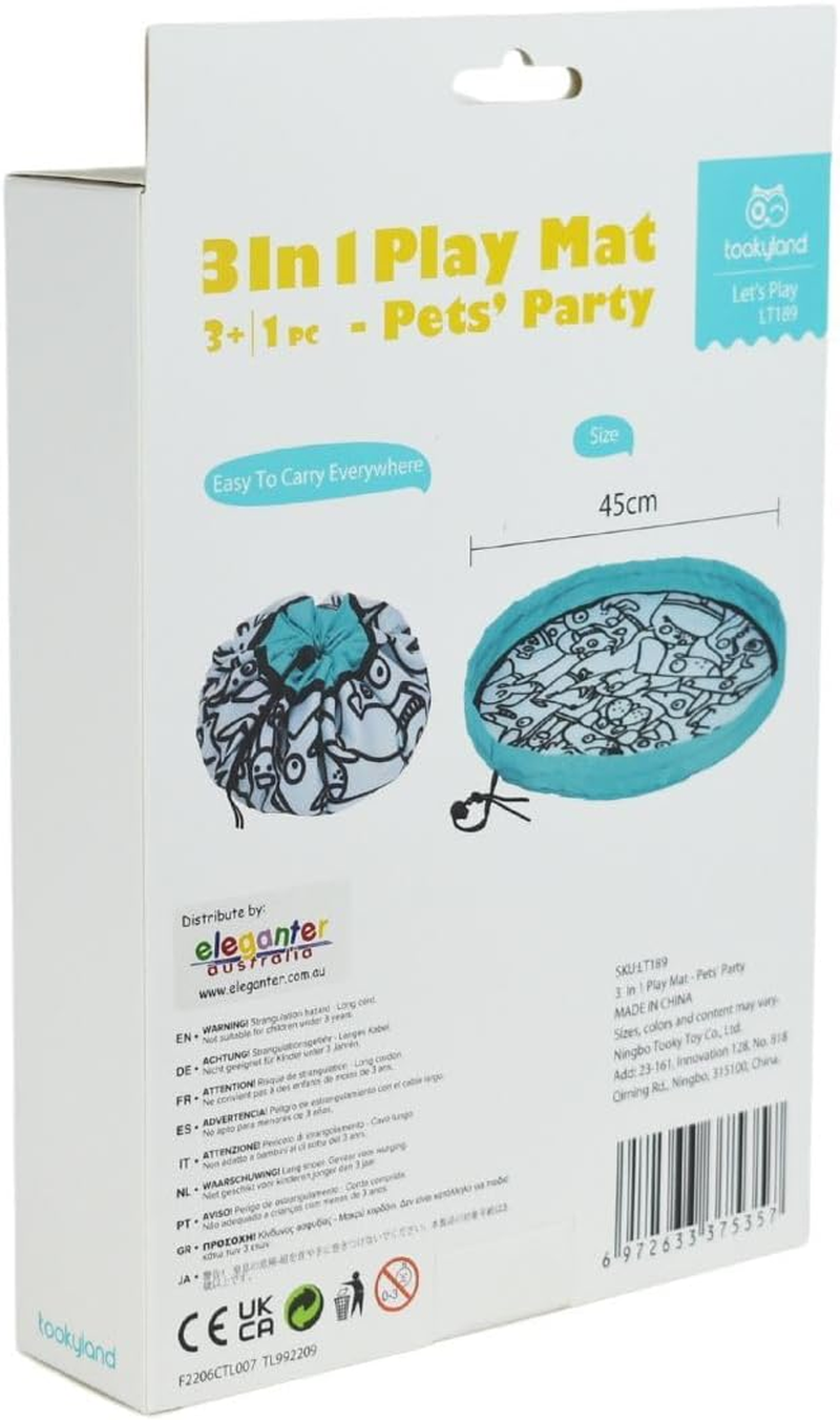 Tookyland 3 in 1 Play Travel Mat | Pet'S Party Theme, Interactive Play, Portable Fun