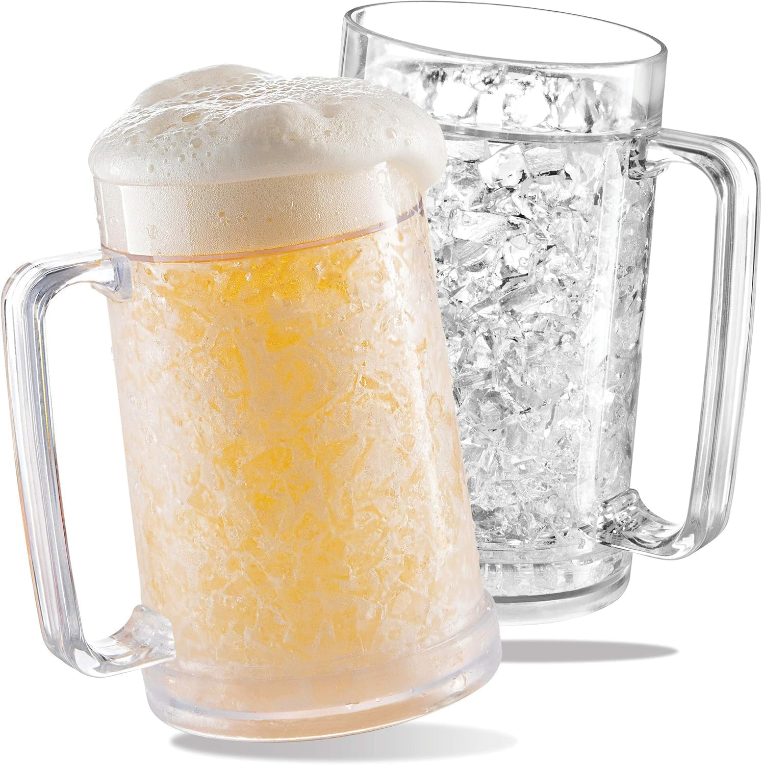 2 Pack Double Wall Insulated Mugs for Beer, Freezable Mugs, 16 Oz Freezer Mugs, Perfect Cooler Cups for Home Bar Accessories, Beer Gifts for Men, Insulated Gel Plastic Pint image number 3
