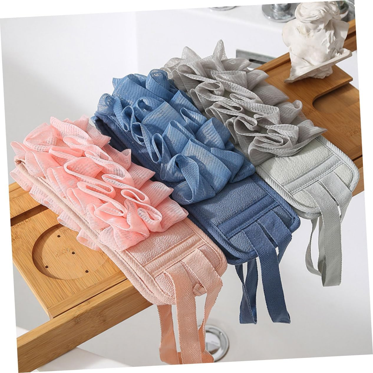 HEATSHAKING 3Pcs Exfoliating Shower Back Scrubber Strip Gentle Lathering Exfoliating Bathing Tool for Travel image number 1