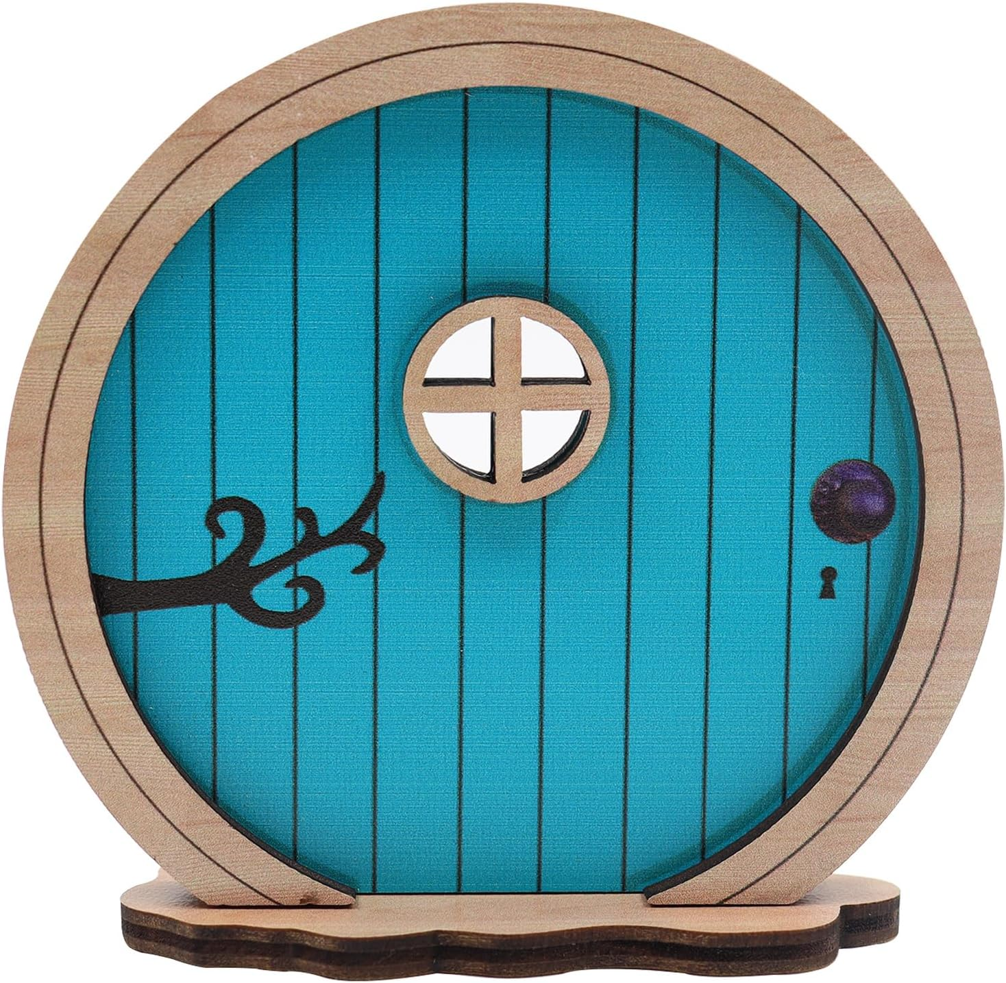 Fairy Door for Garden, Miniature Elf Door for Wall, Fairy Garden Accessories Outdoor for Trees and Tree Trunk, Mini Arch Fairy Tale Door Courtyards Decoration (Blue)