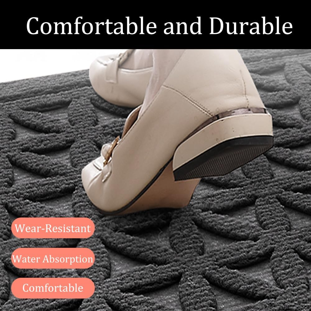 PCSWEET HOME Sturdy Front Door Mat inside Entrance, Entry Doormat Heavy Duty, Welcome Mats Non Slip for inside House Floor Entryway Back Doors Exterior Patio, 17X29, Black (Grey, 45Cm X 75Cm) - Black image number 6