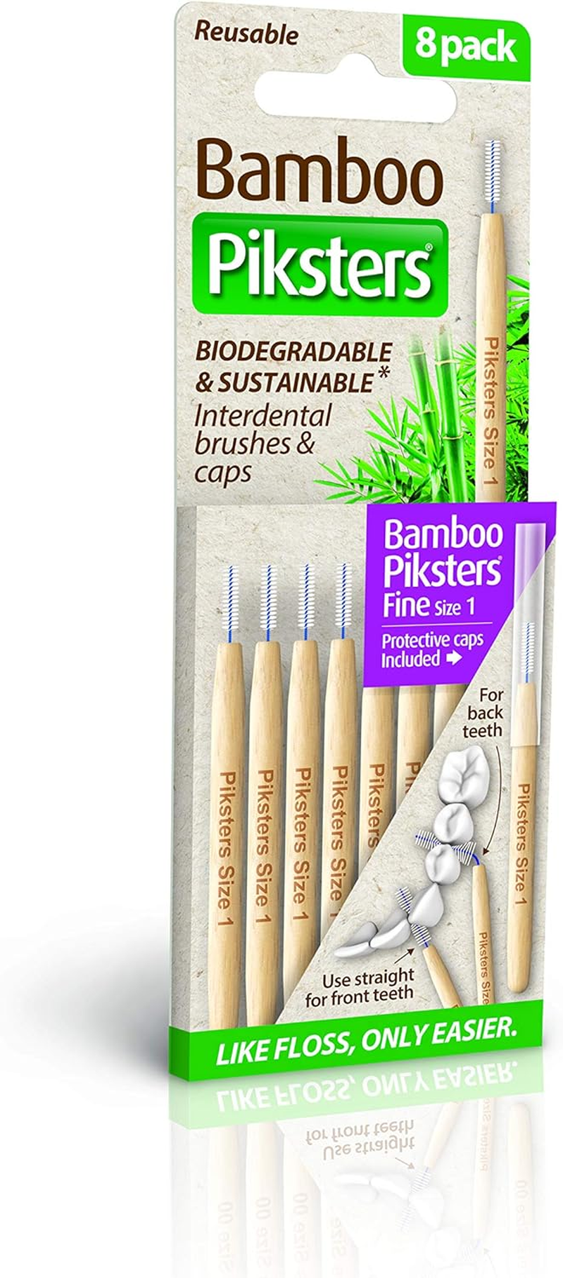Piksters Bamboo Biodegradable and Sustainable Interdental Brush 8 Pieces Pack, Size 5