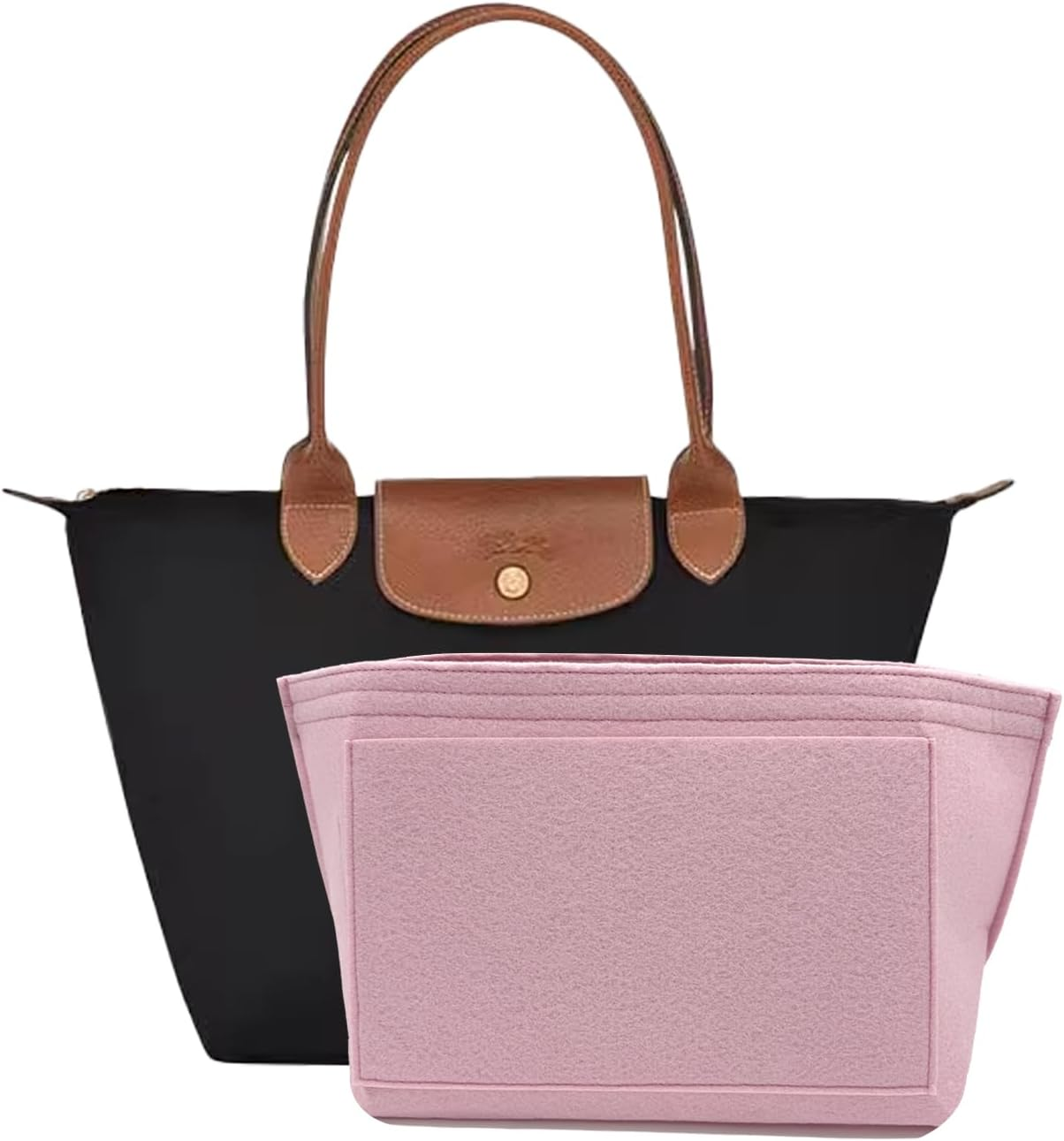 D.DUO Purse Organizer Insert, Bag Organizer for Le Pliage, Handbags Organizer Insert(Dark Blue, Large) image number 6