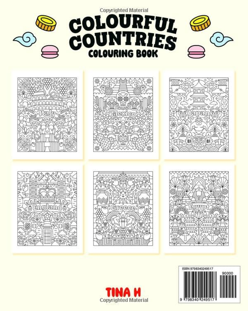Colourful Countries: a Fun & Unique Colouring Book for Adults and Teens, Featuring Animals, Landmarks, Flowers, Food, Patterns, and More