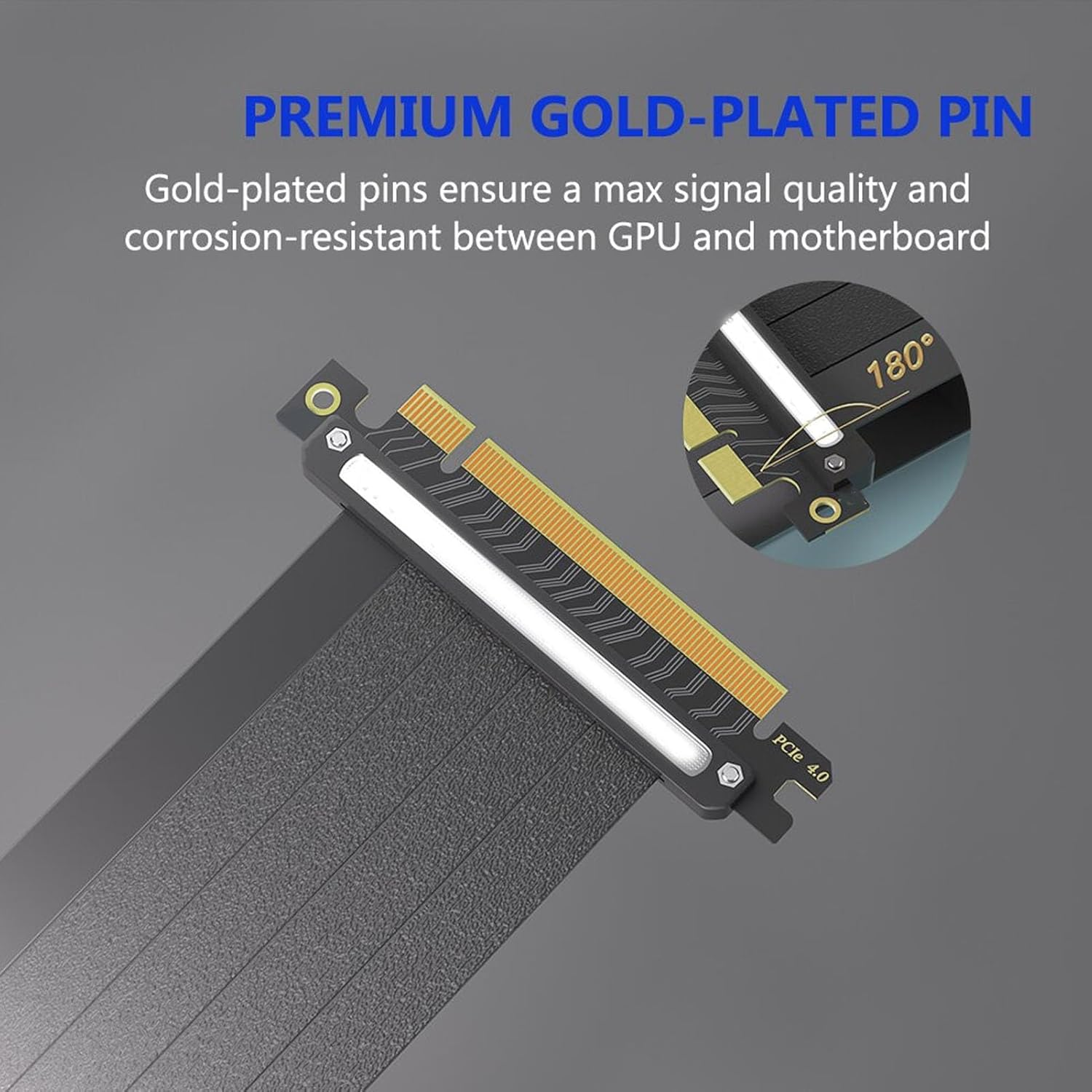 Pcie 4.0 X16 Riser Cable, Pcie 4.0 X16 Extension Cable, GPU Riser Cable High Speed Extension Port Adapter 180 Degree EMI Shielded for RTX4090 for Rtx3090Ti for RTX3090 (300Mm) image number 3