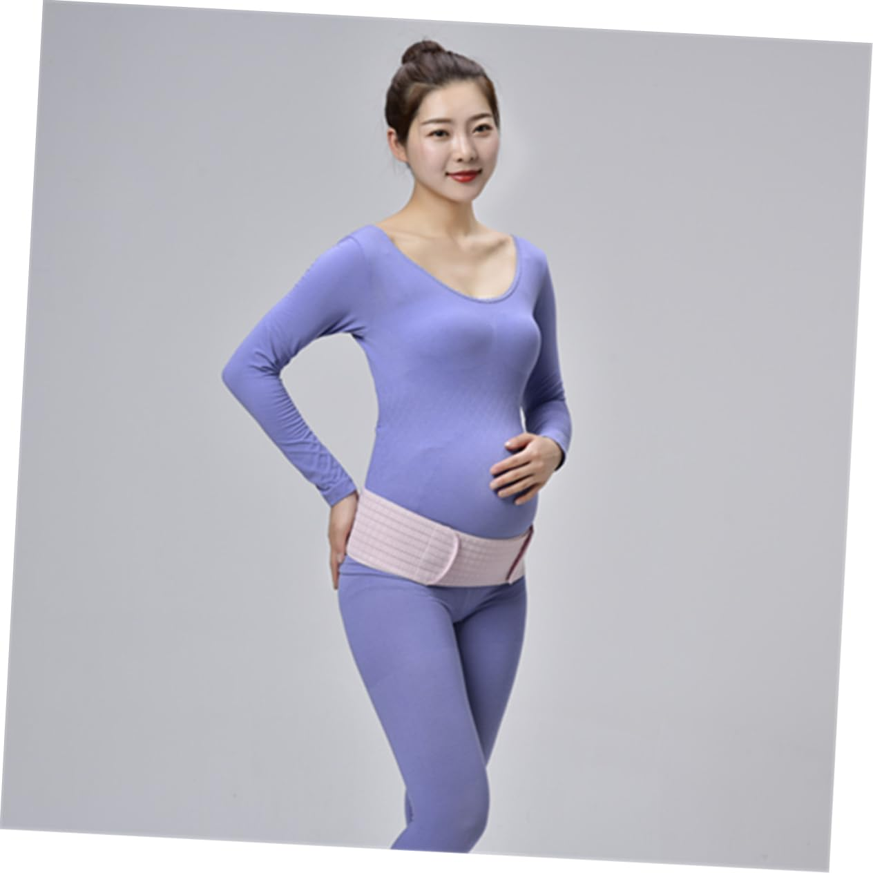 Pregnant Women Breathable Abdominal Belt Dual-Layer Postpartum Pelvic Support Waist Care Band Maternity Belly Band Pink Free Size image number 6