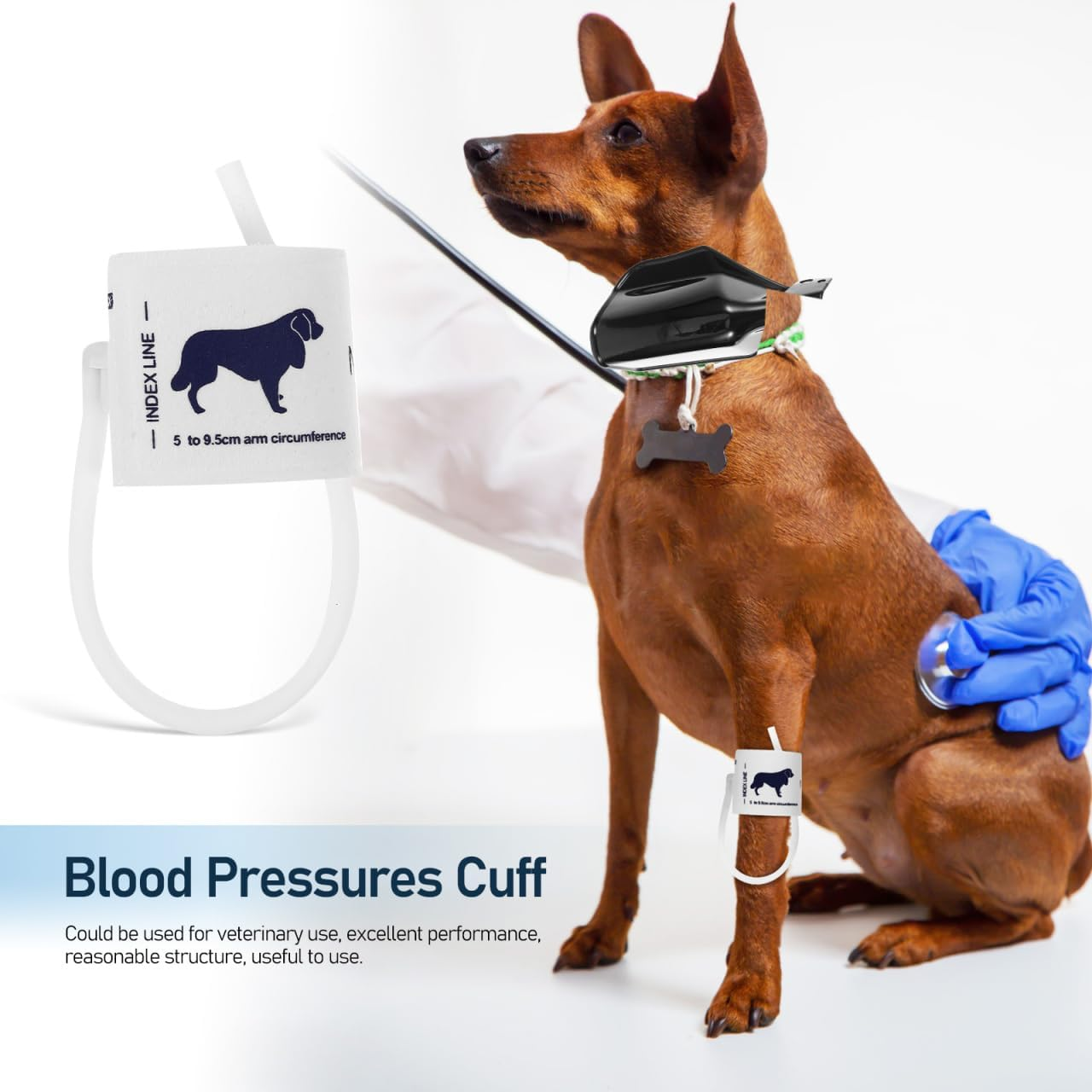 Partykindom Blood Pressure Cuff for Animals, Non-Woven Fabric, Soft, Comfortable, Safe for Monitoring the Blood Pressure of Cats, Dogs and Other Pets, Easy to Use, Practical for Veterinary Medicine image number 1