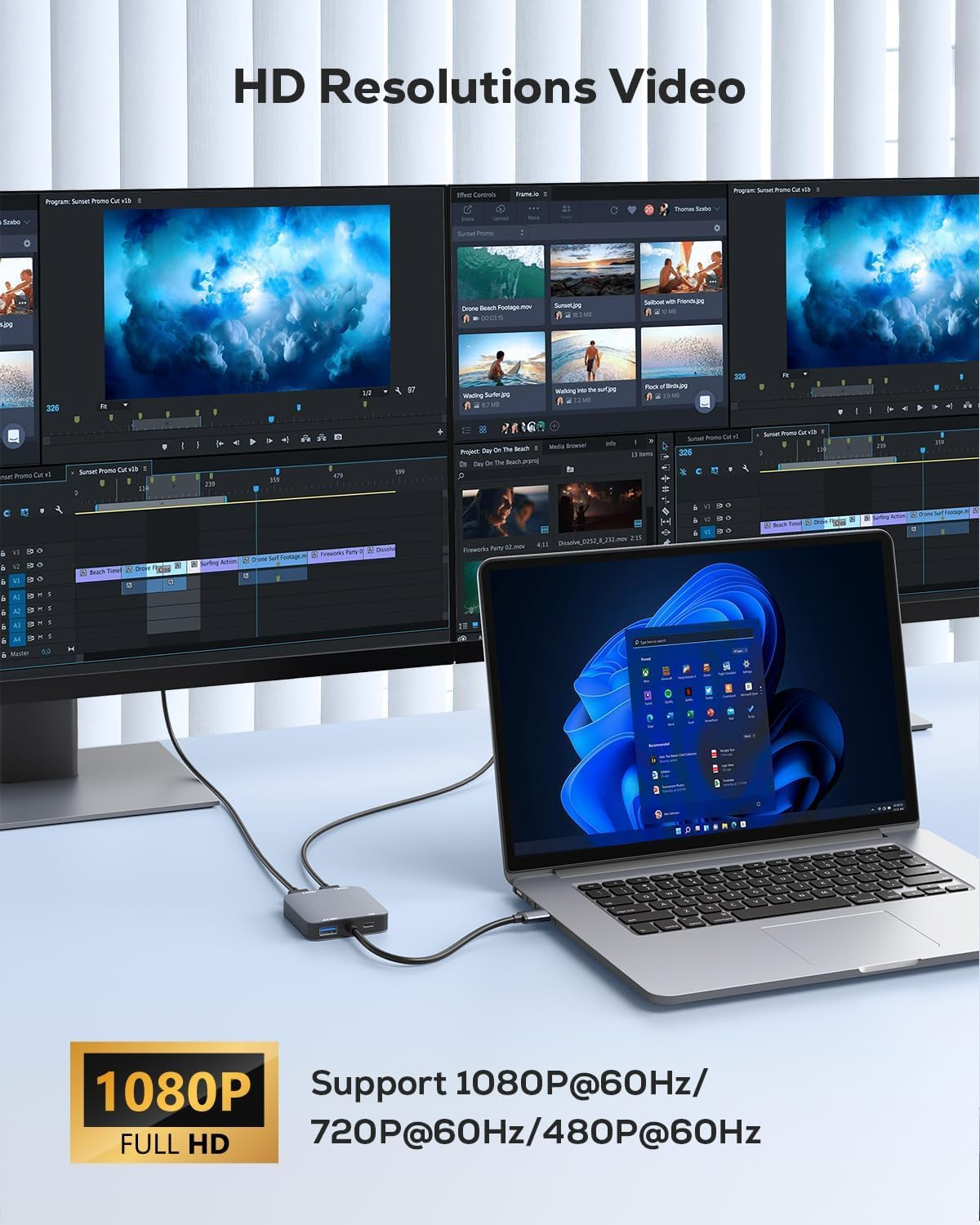 GANA USB 3.0 to Dual HDMI Adapter with USB 3.0 Port, HDMI to USB Audio Video Graphics Converter Cable for Laptop Monitor Desktop TV, Compatible with Mac OS, Windows image number 1