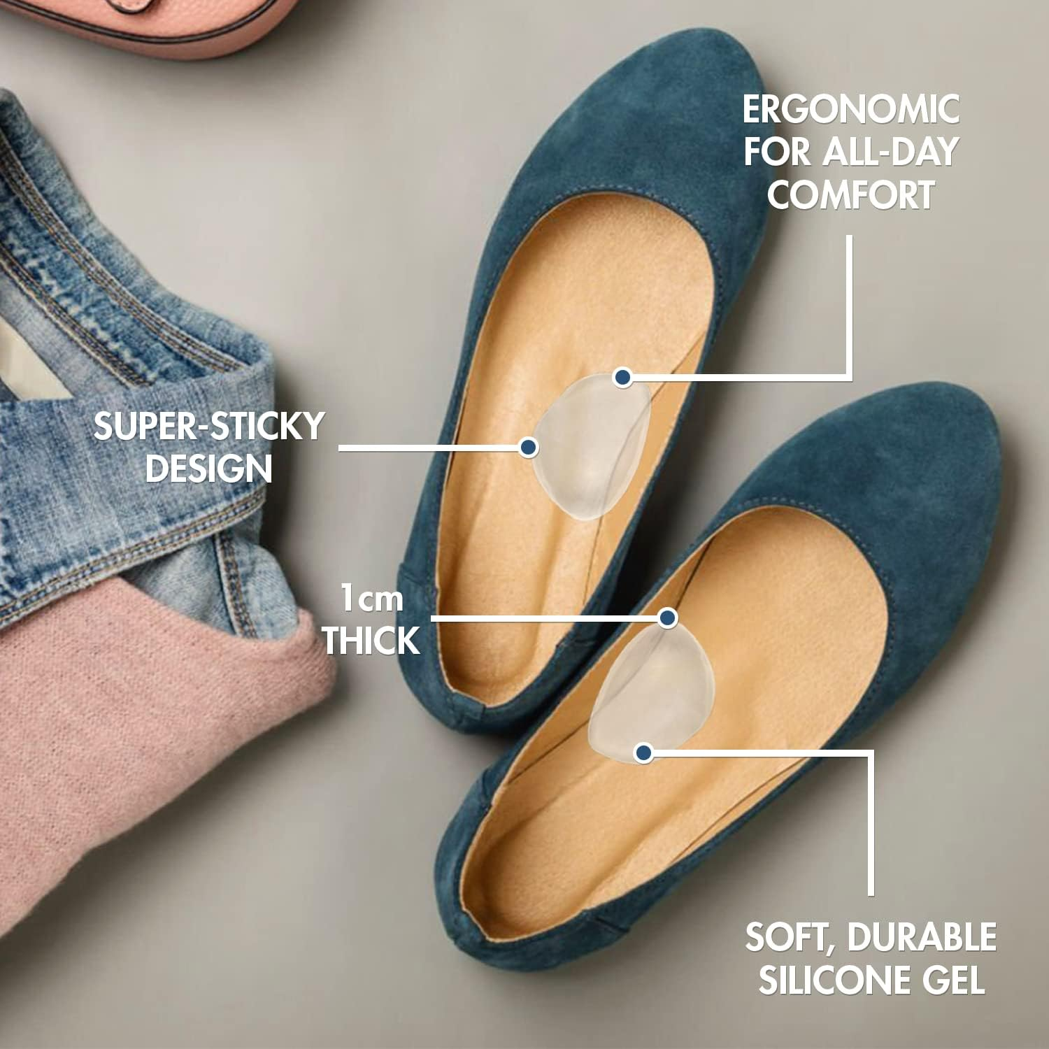 Dr. Frederick'S Original High Arch Support Gel Inserts - 6 Pcs - Peel & Stick Supercomfort Gel - Great for Sandals - Dress Shoes - Flip Flops - Women & Men image number 2