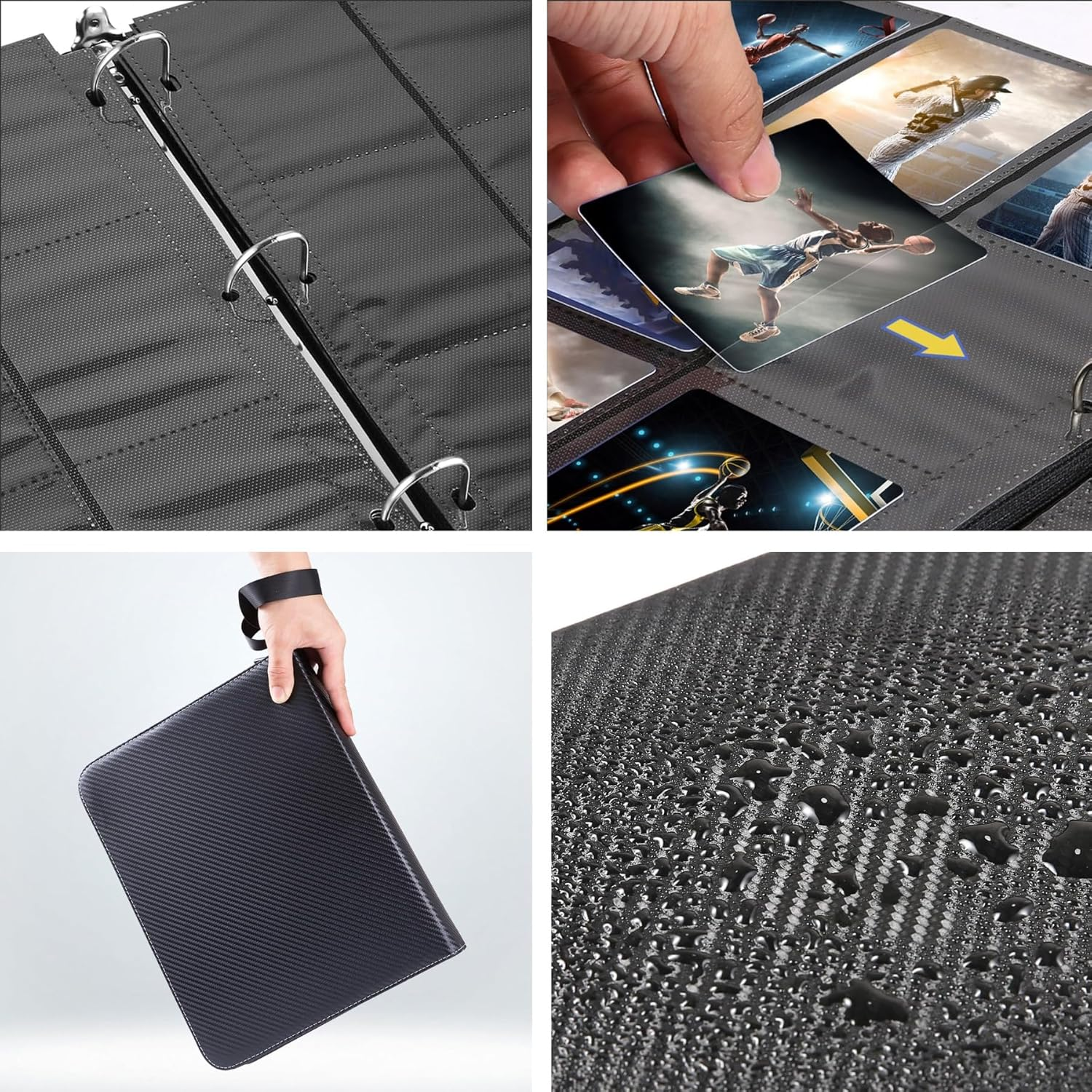 Trading Card Binder with Sleeves, 9 Pocket Side Loading Premium 900 Double Sided Pocket PU Card Collection Binder, Collectible Card Albums Card Folder for MTG, TCG, Sports Cards, Game Cards image number 4