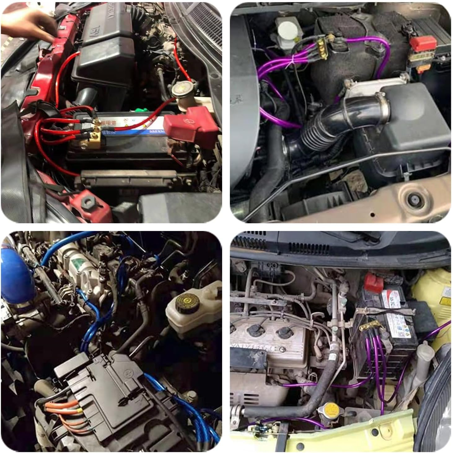 5 Point Car Universal Earth Ground Cables Grounding Wire System Kit High Performance Improve Power for Car Truck (Red) image number 6