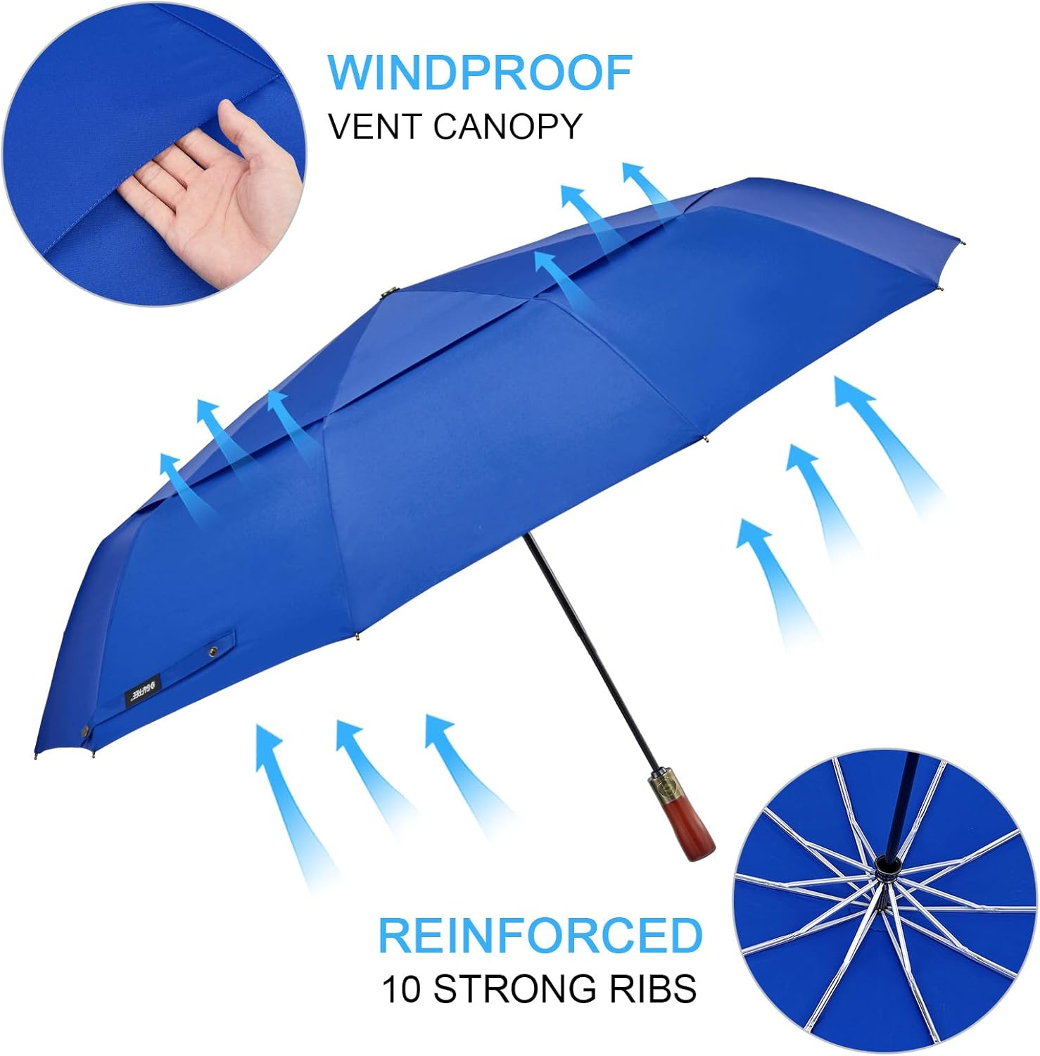 G4Free 54 Inch Large Compact Windproof Golf Umbrella for Rain Oversized Auto Open Close Folding Travel Golf Umbrella Vented Double Canopy for Women Men