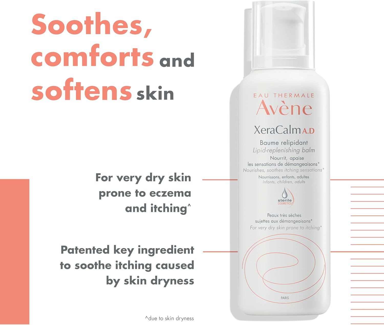 Eau Thermale Av&egrave;ne Xeracalm A.D Lipid-Replenishing Balm, Atopic Dermatitis, Eczema-Prone, No Preservatives, Fragrance-Free image number 2